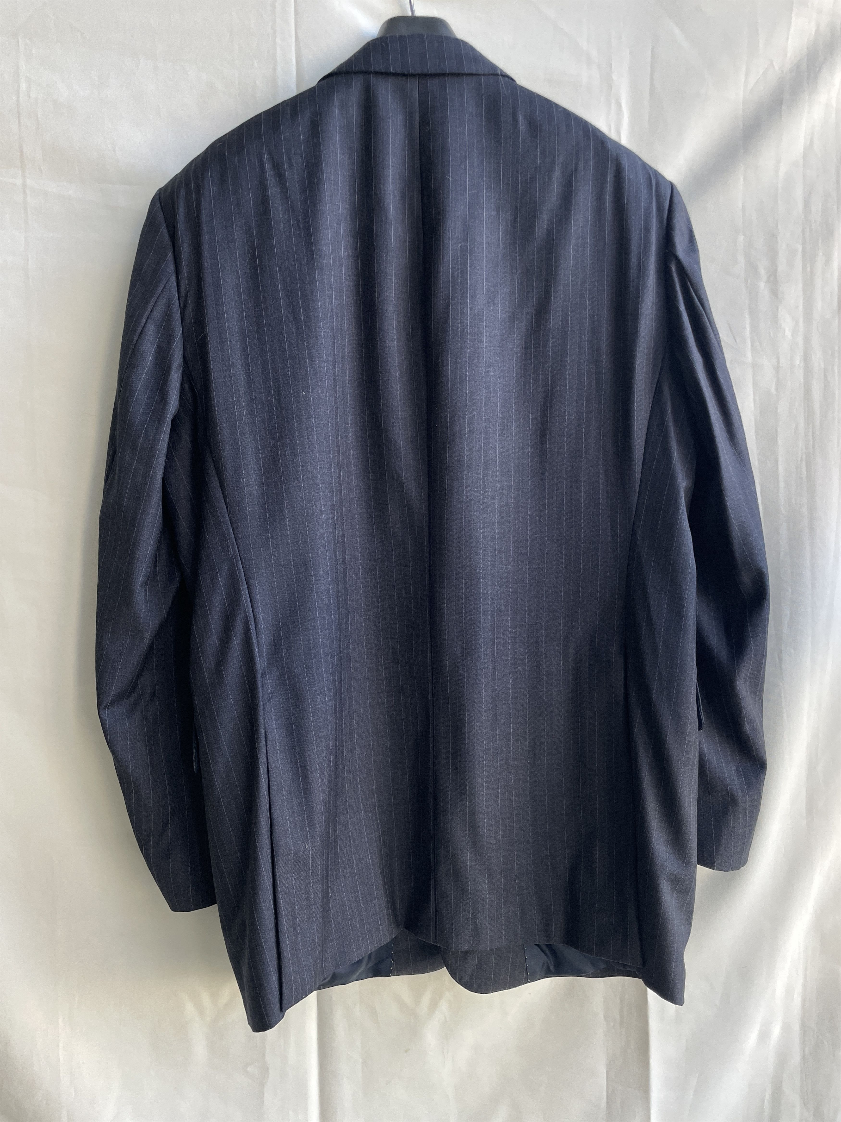 Burberry Burberry K-Knopf Striped Navy Wool Suit Jacket Blazer Size 44R - 2 Thumbnail