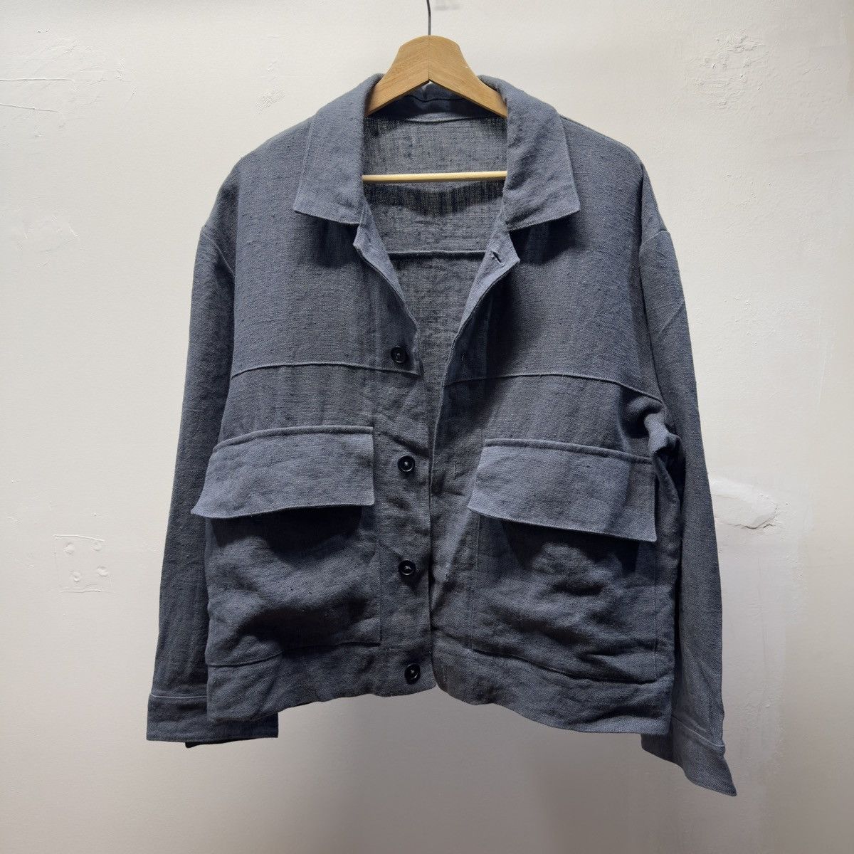 William Frederick William Frederick Dusty Blue Butcher Linen Cafe Jacket Size US S / EU 44-46 / 1 - 1 Thumbnail