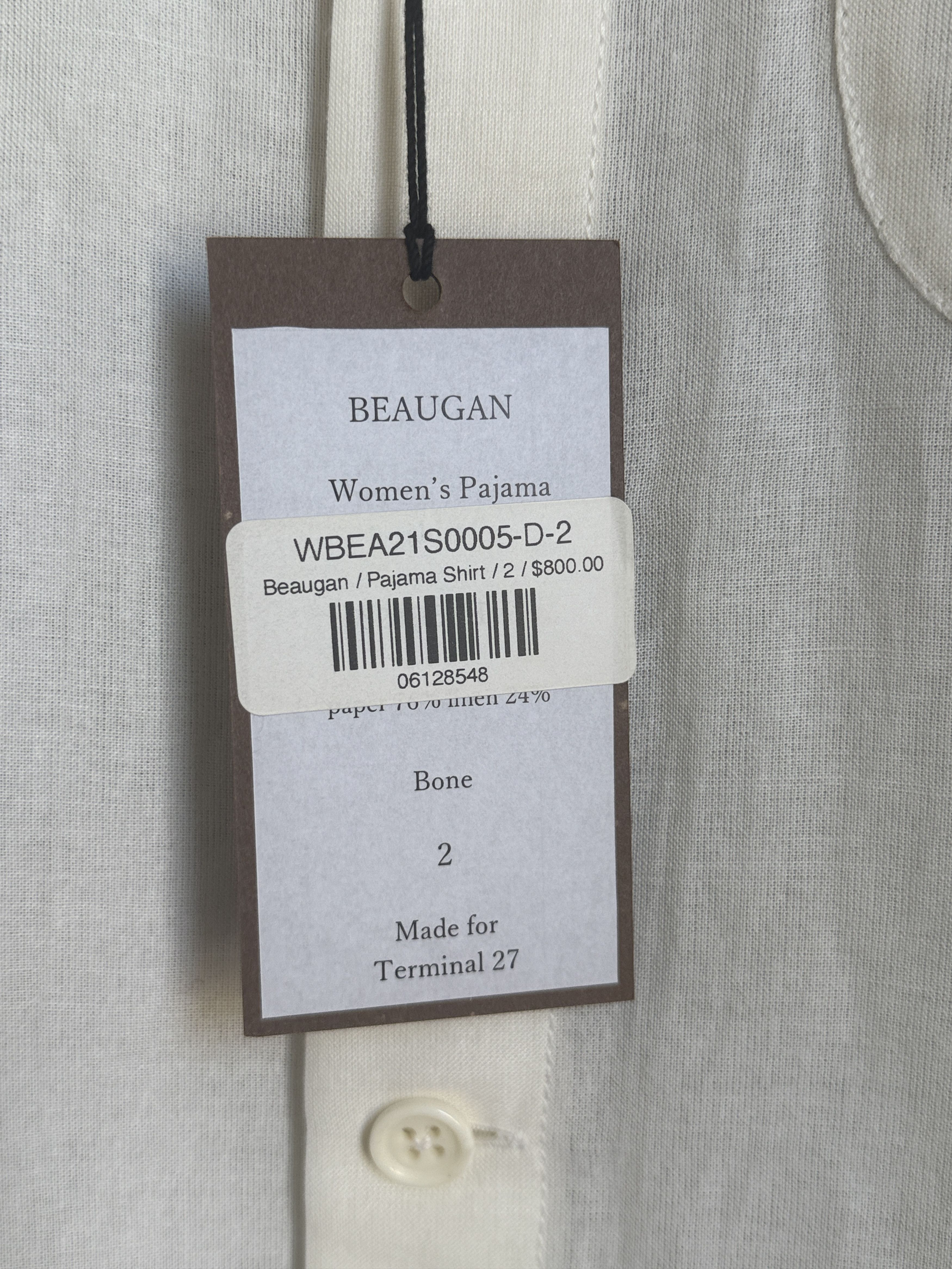 Beaugan $800 NWT BEAUGAN PAJAMA SHIRT IN BONE Size S / US 4 / IT 40 - 10 Thumbnail