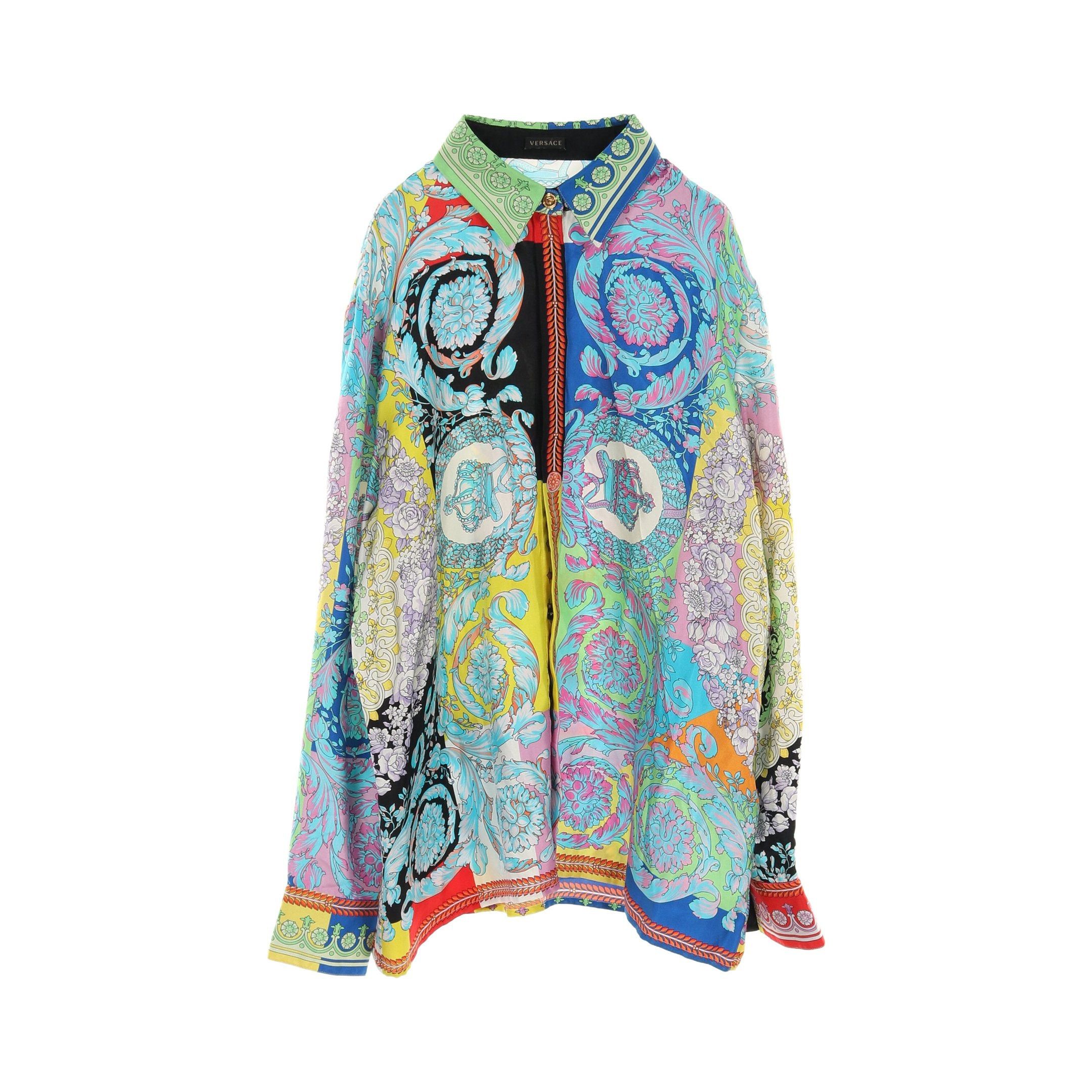 Versace Versace Medusa Button Blouse Shirt Floral Pattern Silk Multicolor Size ONE SIZE - 1 Thumbnail