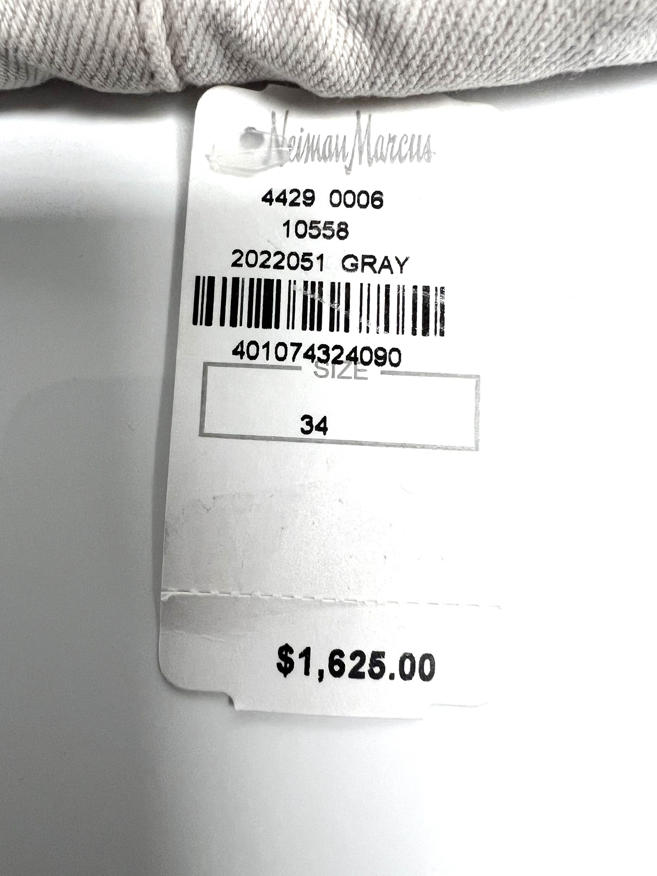 Balmain 1625$ NWT, BALMAIN LIGHT GREY DISTRESSED RIBBED DENIM JEANS Size US 34 / EU 50 - 2 Thumbnail