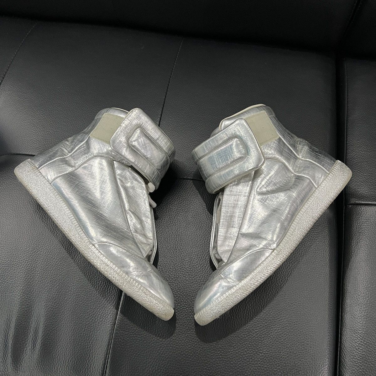Maison Margiela Maison Margiela “Future” Liquid Silver High-Top Sneakers Size US 7 / EU 40 - 3 Thumbnail