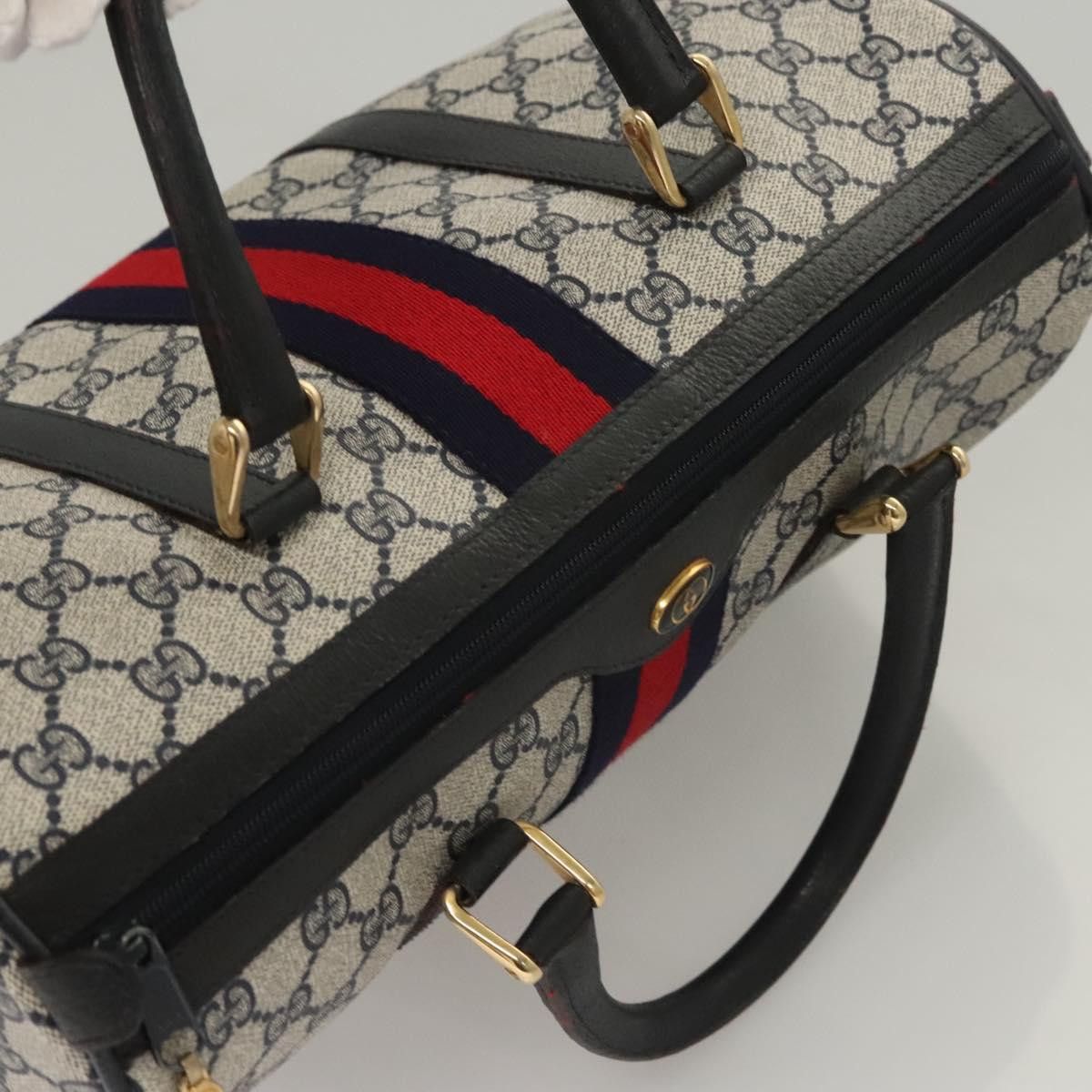 Gucci GUCCI GG Supreme Sherry Line Hand Bag Pvc Navy Gold Red 378 Size ONE SIZE - 6 Thumbnail