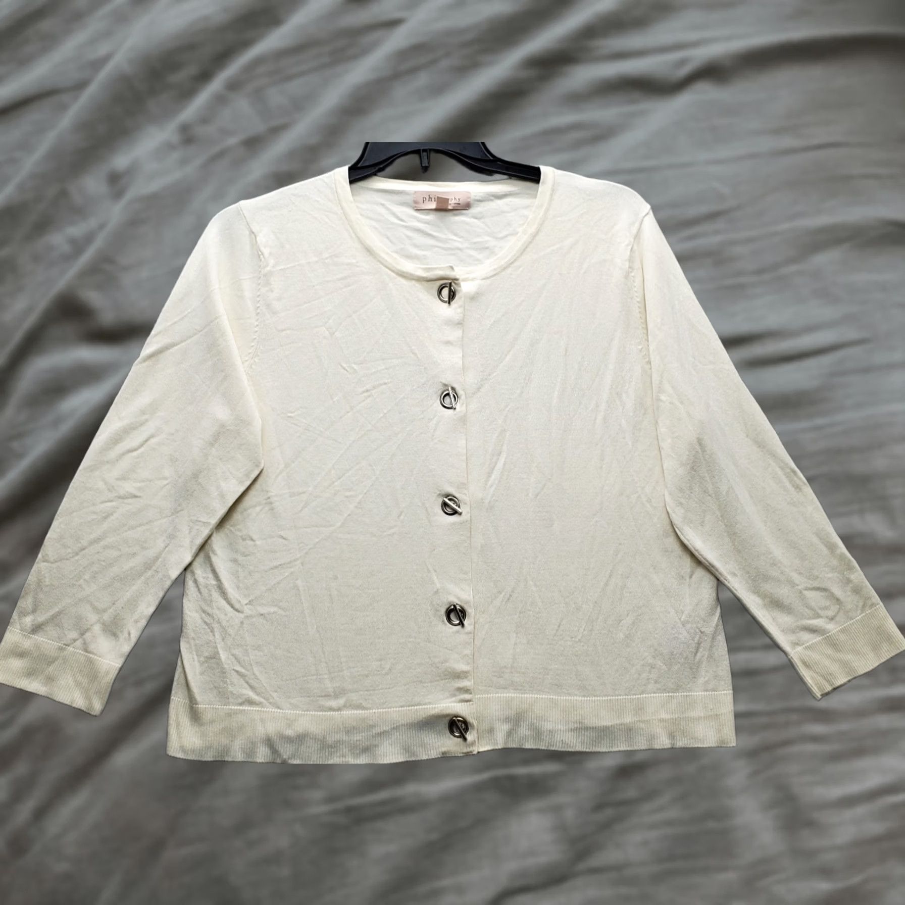 Vintage Philosophy Womens Cardigan Sweater 2XL Tan Rayon Knit Long Sleeve Front Toggle Size XXL / US 16-18 / IT 52-54 - 1 Thumbnail