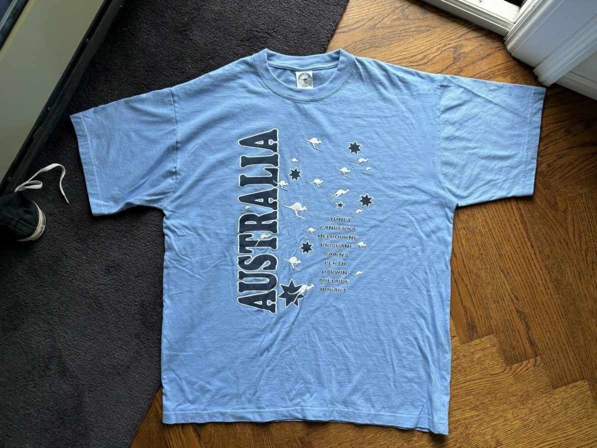 Man Made In Australia × Vintage 1990s Vintage Australia T-Shirt 90s Vintage Tee Kangaroo Blu Size US XXL / EU 58 / 5 - 6 Thumbnail