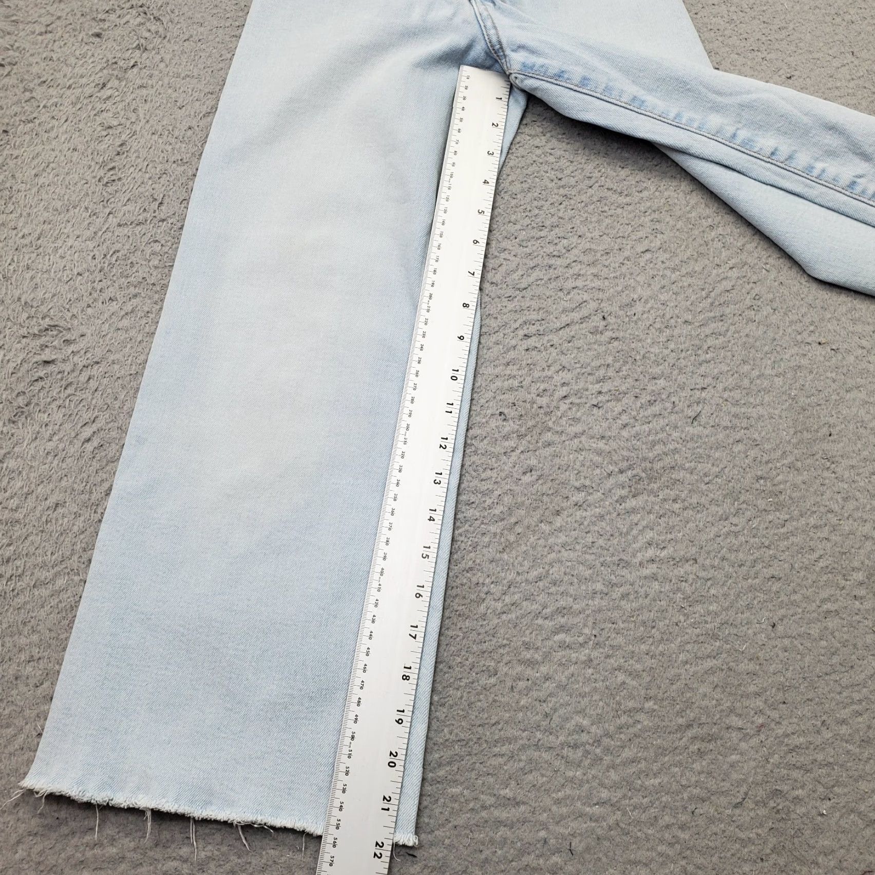 Zara Zara Jeans Womens 9 Blue Denim High Rise Adjustable Waist Frayed Hem Wide Leg, Jeans, Womens, Size 9, Blue, 21.75 Inseam, 30.5 Outseam Size 30" / US 8 / IT 44 - 3 Thumbnail
