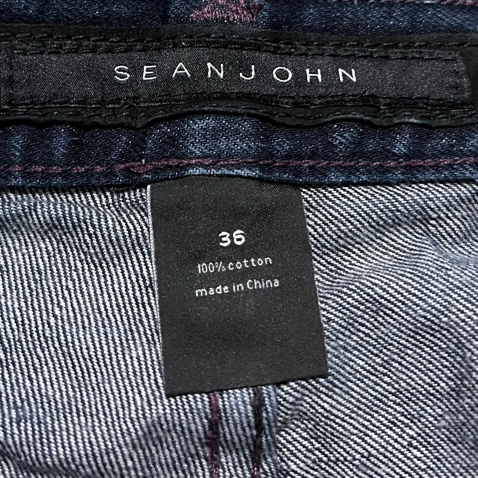 Sean John Sean John Y2K Baggy Purple Embroidered Dark Blue Jeans 36x32 Size US 36 / EU 52 - 3 Thumbnail