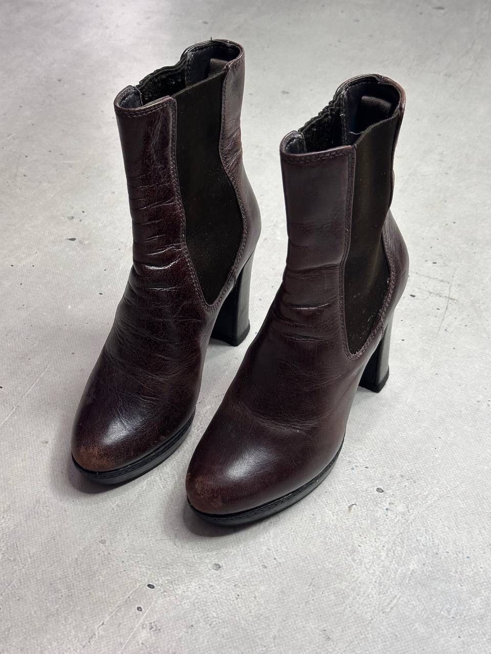 Prada Prada Brown Leather Ankle Boots High Heel Chelsea Style 37 Size US 6.5 / IT 36.5 - 4 Thumbnail