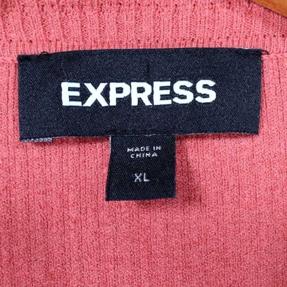 Express Express Tank Top Womens L Pink Ruffle Neck Ribbed Knit Peplum Sleeveless Size L / US 10 / IT 46 - 5 Thumbnail