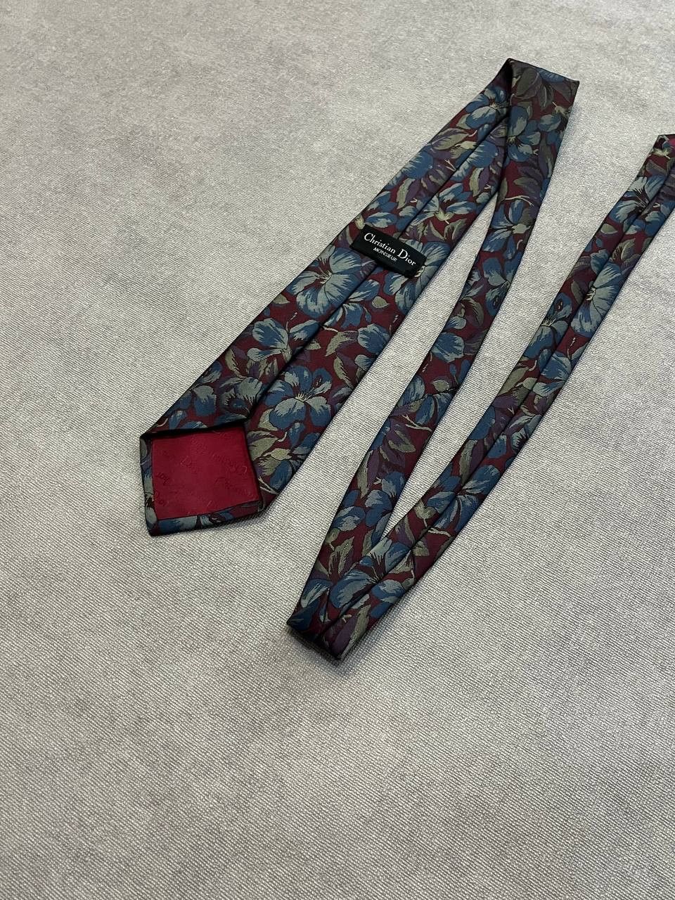 Christian Dior Monsieur Christian Dior Monsieur Flowers Red / Blue Silk Tie Size ONE SIZE - 4 Thumbnail