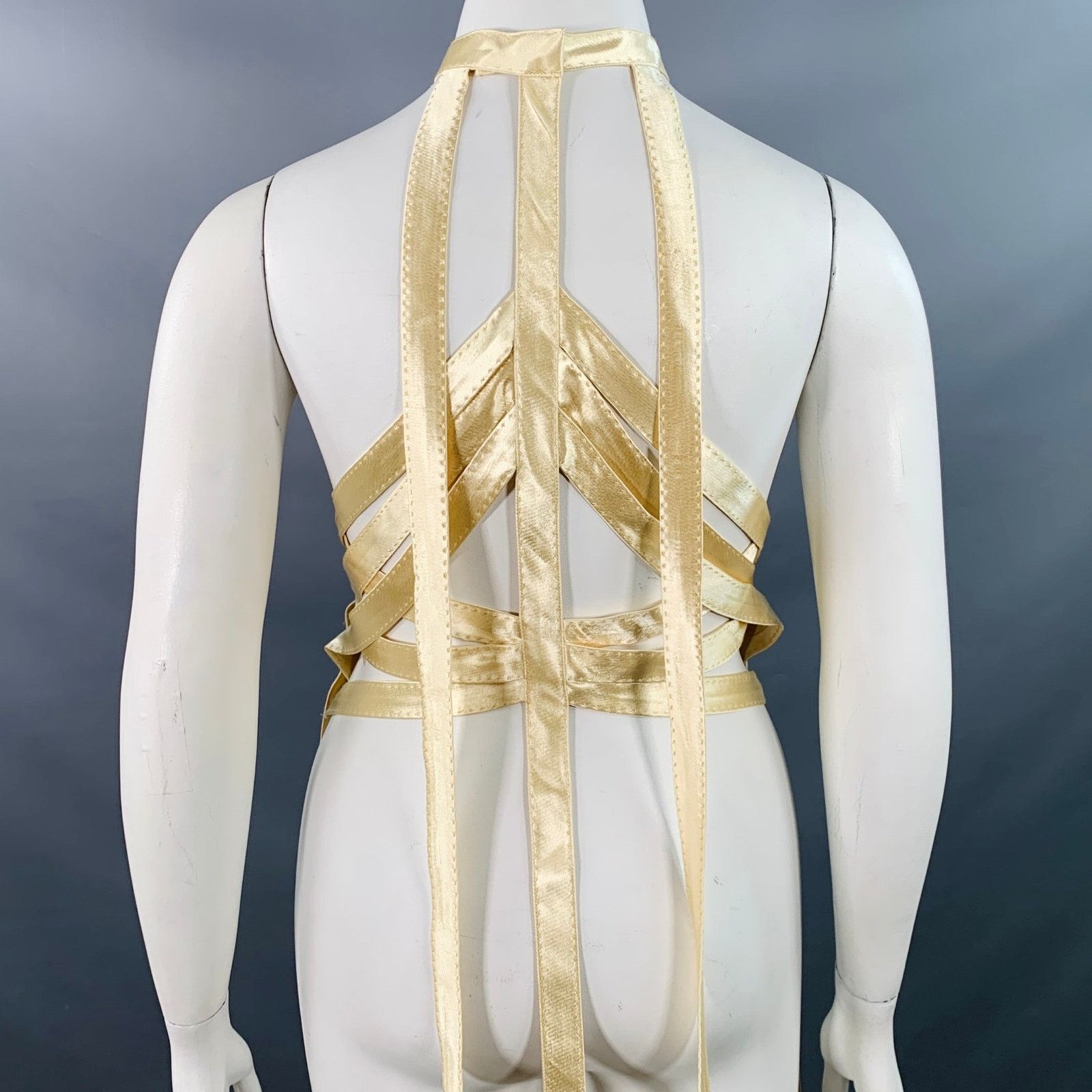 KHAITE KHAITE XL Sukey Gold Viscose Satin Straps Harness Dress Top Size XL / US 12-14 / IT 48-50 - 5 Thumbnail