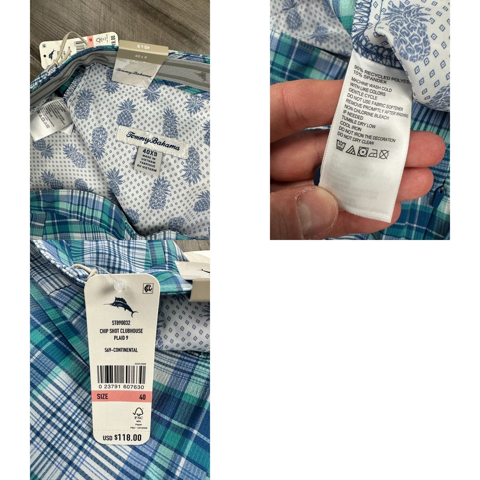 Tommy Bahama Tommy Bahama Chip Shot Clubhouse Plaid 9 Short 40x9 Men's Green XS? Not needed; provide final. Size US 40 / EU 56 - 8 Thumbnail