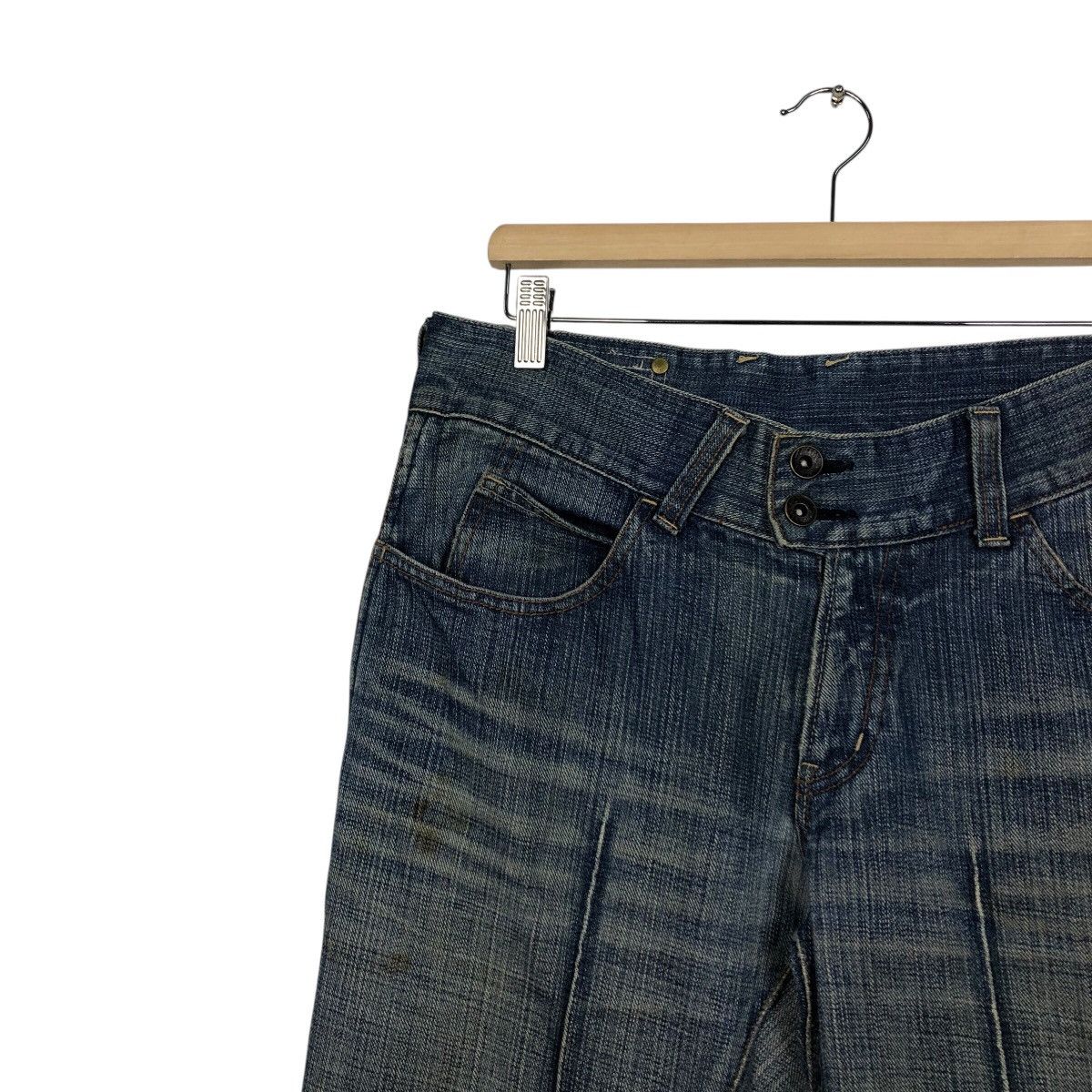 Japanese Brand Buffalo Jeans Y2K Moto Seam Denim — Early 2000s Archive Fade Size 33" - 8 Thumbnail