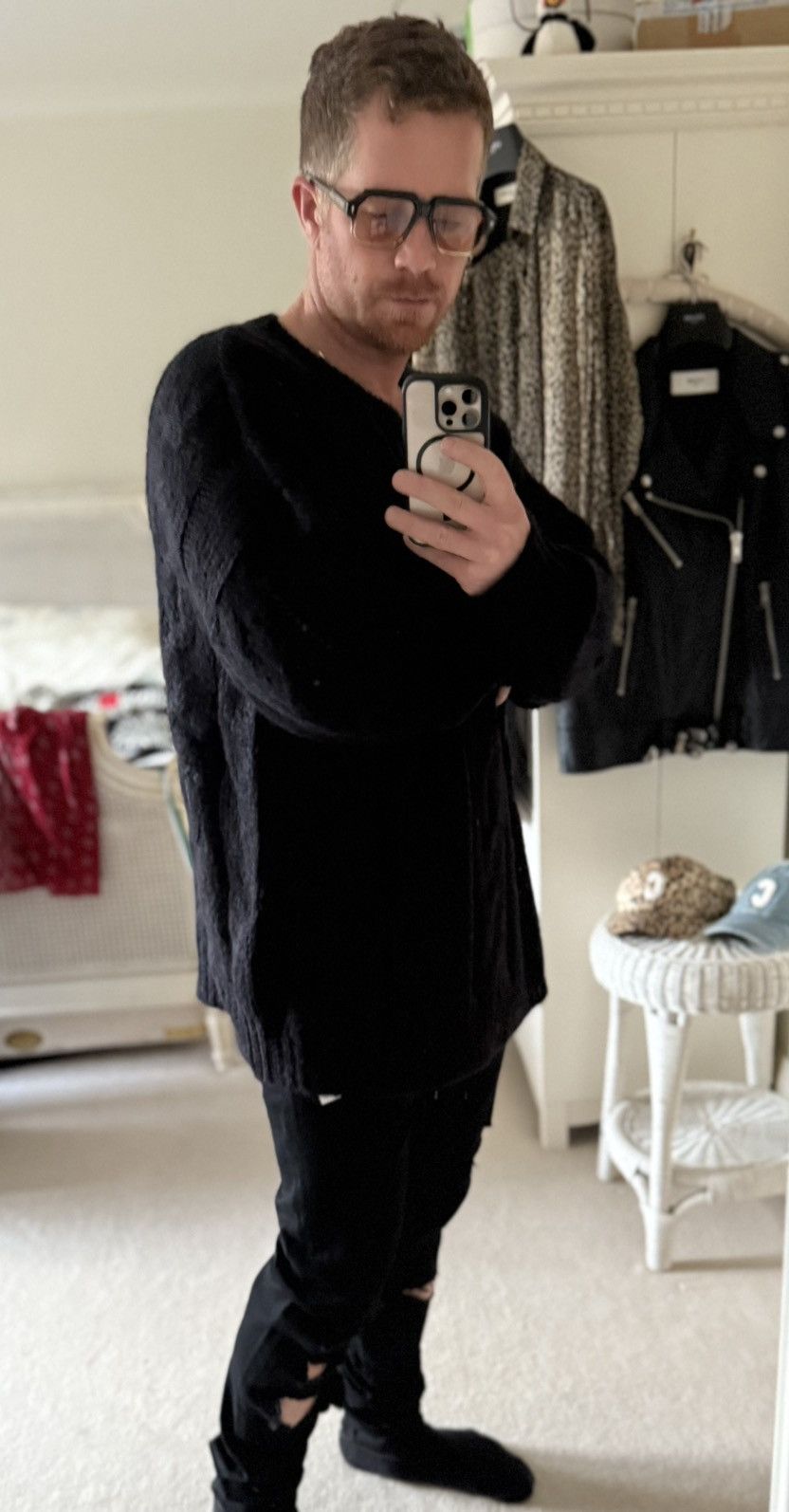 Celine $1.4k Celine black boxy Aran sweater mohair Fishermans Cable Size US XL / EU 56 / 4 - 9 Thumbnail
