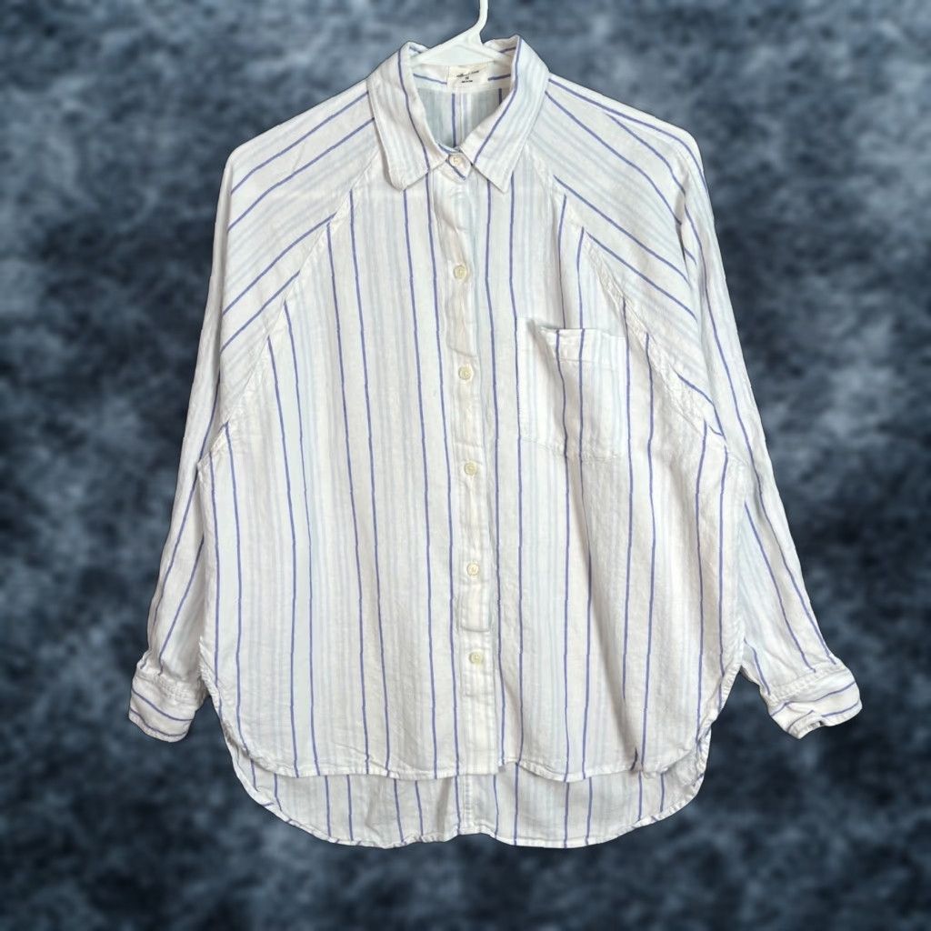 Vintage WILFRED FREE Womens Striped Button-Up Shirt 2XS Long Sleeve White Size XXS / US 00 / IT 34 - 1 Thumbnail