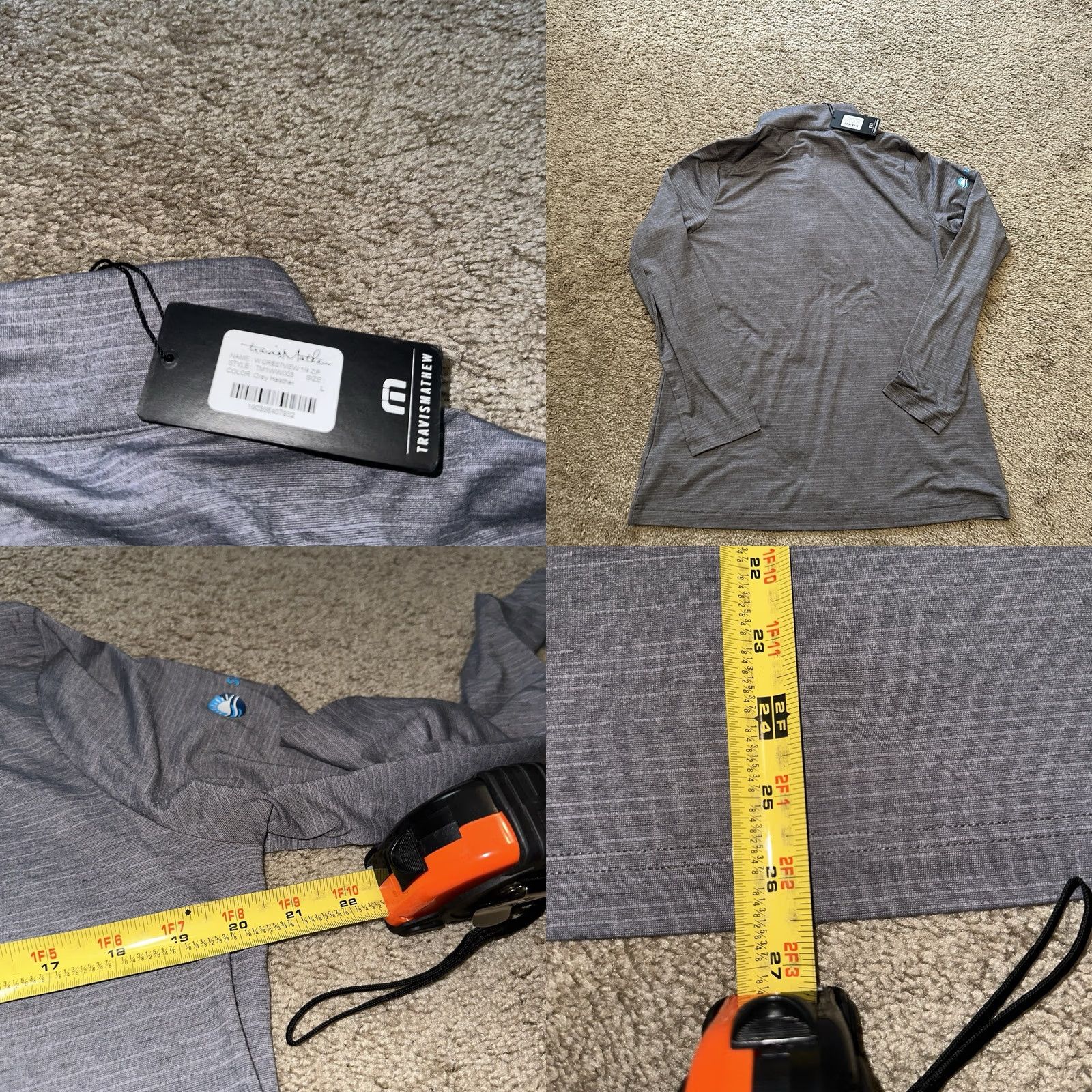 TravisMathew Travis Matthew Womens Small Performance Breathable 1/4 Zip Gray Sweater Size L / US 10 / IT 46 - 8 Thumbnail