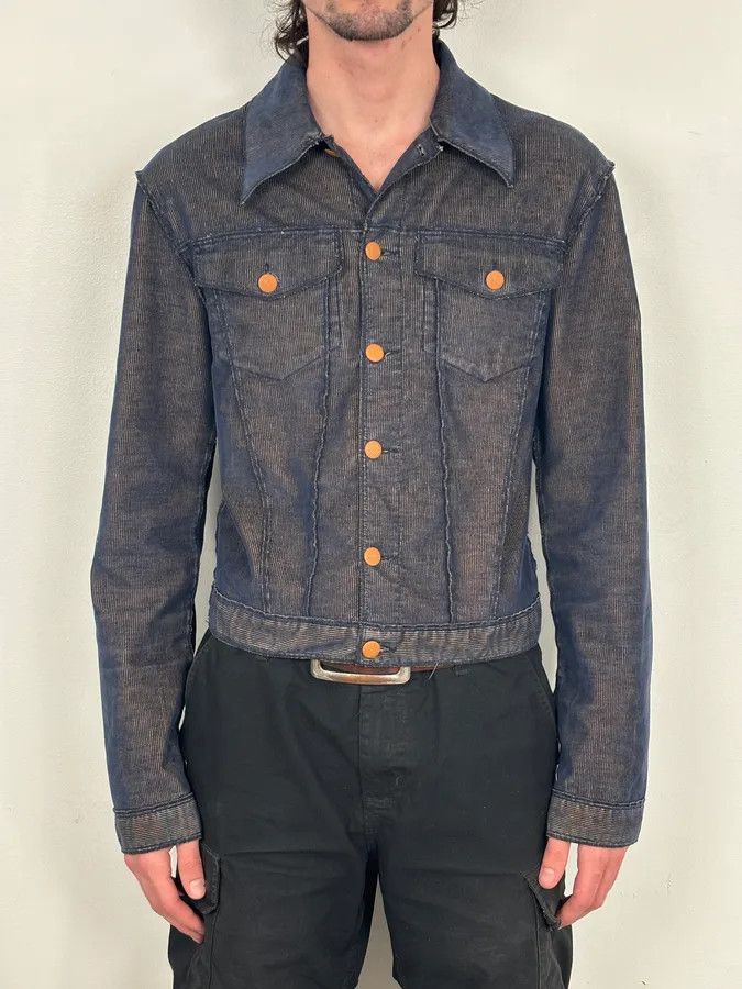 Jean Paul Gaultier 2000s Jean Paul Gaultier Navy Relief Denim Multi-Pocket Denim Jacket Size US S / EU 44-46 / 1 - 2 Thumbnail