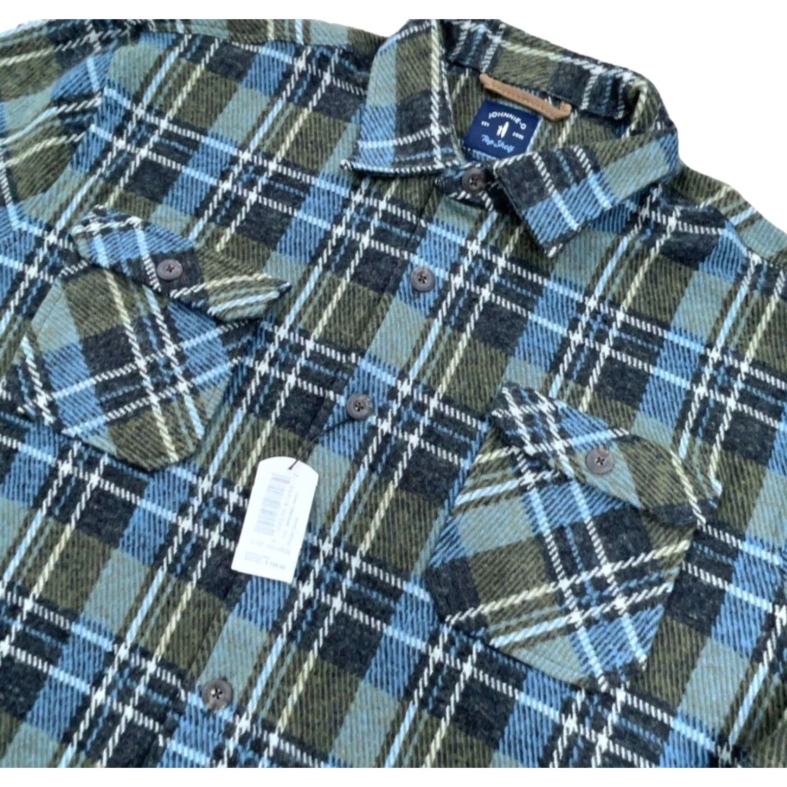 johnnie-O johnnie-O Shirt Jacket Shirt Men 2XL Green Plaid Flannel Heavy Shacket Zip Hoodie Pocket Casual Outdoor Modern Size US XXL / EU 58 / 5 - 2 Thumbnail