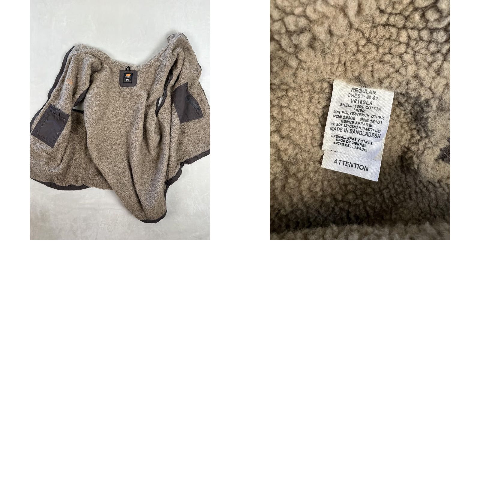 Vintage Berne Vest Mens 4XL Brown Canvas Sherpa Lined Full Zip Quilted Workwear Size US XXL / EU 58 / 5 - 8 Thumbnail