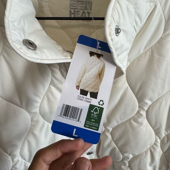 Designer NWT 32 Degrees Women's Cream Quilted Puffer Jacket Size L / US 10 / IT 46 - 3 Thumbnail