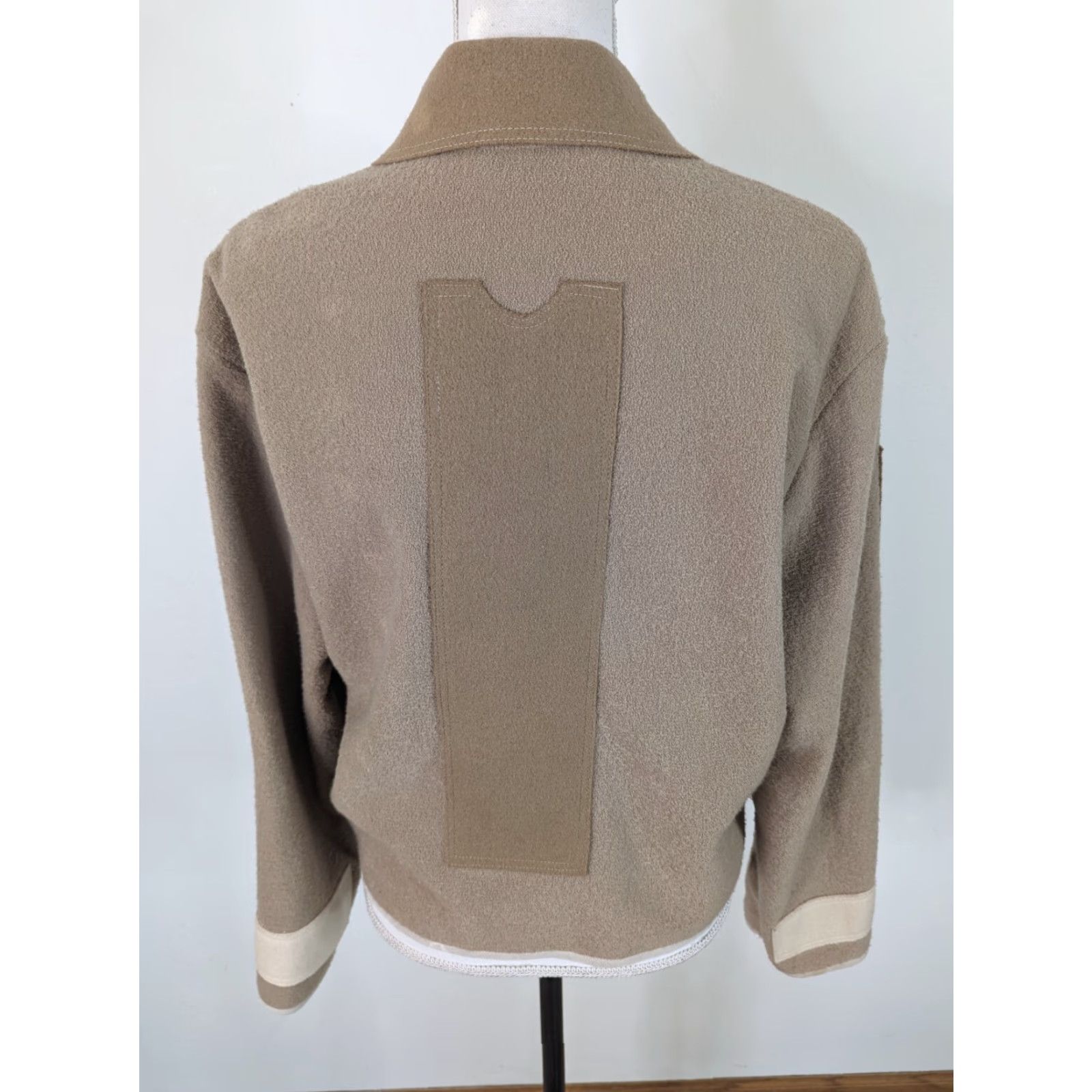 Vintage VINTAGE 90s Lagenlook FLEECE WOOL Beige Art Deco Coat JACKET SIZE Large Woman Wool Beige Size L / US 10 / IT 46 - 3 Thumbnail