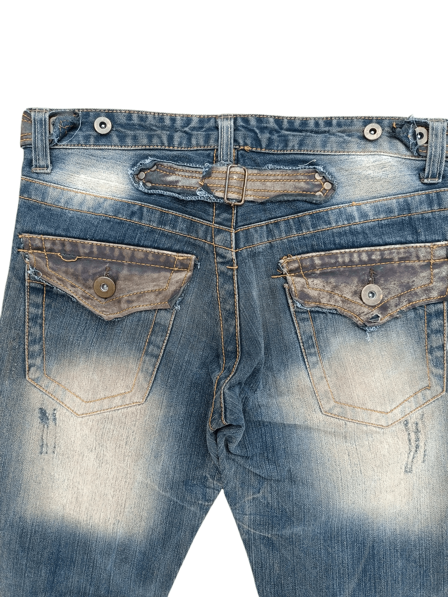 Japanese Brand FLARED🔥Japanese Brand LIMITED Distressed Buckle Back Denim Size US 32 / EU 48 - 21 Thumbnail