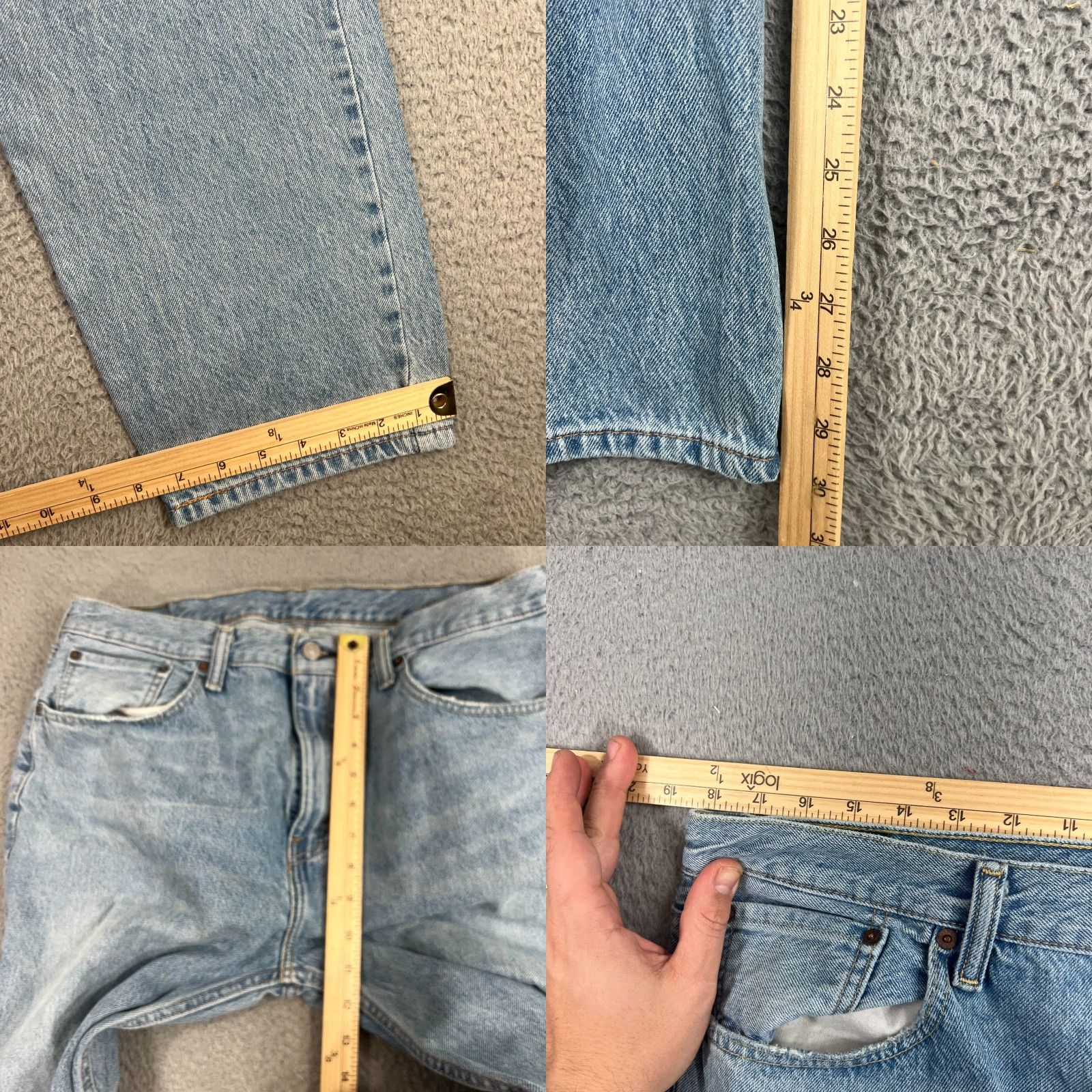 Levi's Levis 502 Taper Fit Jeans Mens Light Wash 36x30 Blue Denim 5-Pocket Levi's 500 Series Regular Mid Rise Cotton Blend Zip Size US 36 / EU 52 - 8 Thumbnail