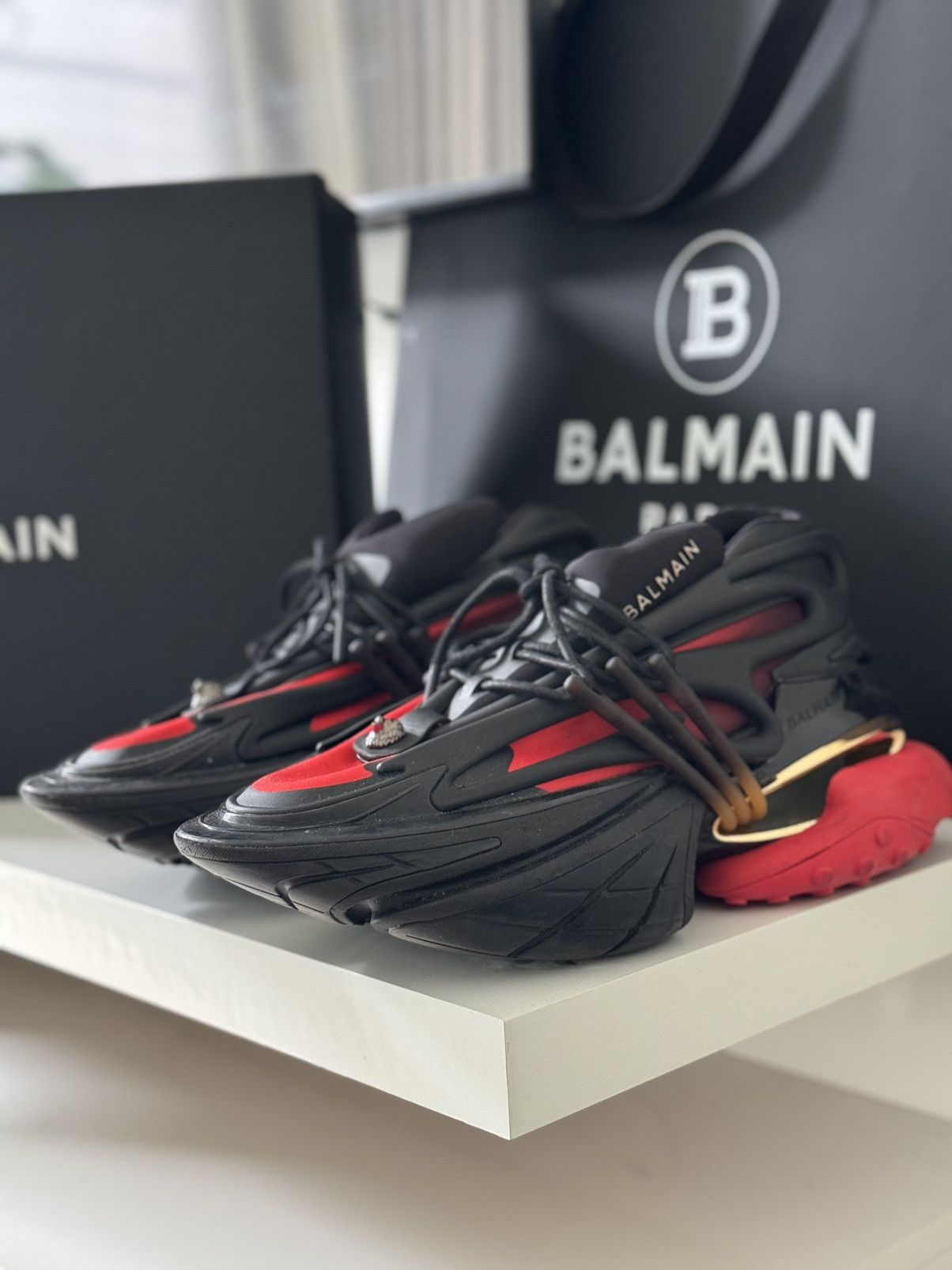 Balmain Unicorn low-top trainers in neoprene and calfskin Size US 9 / EU 42 - 4 Thumbnail