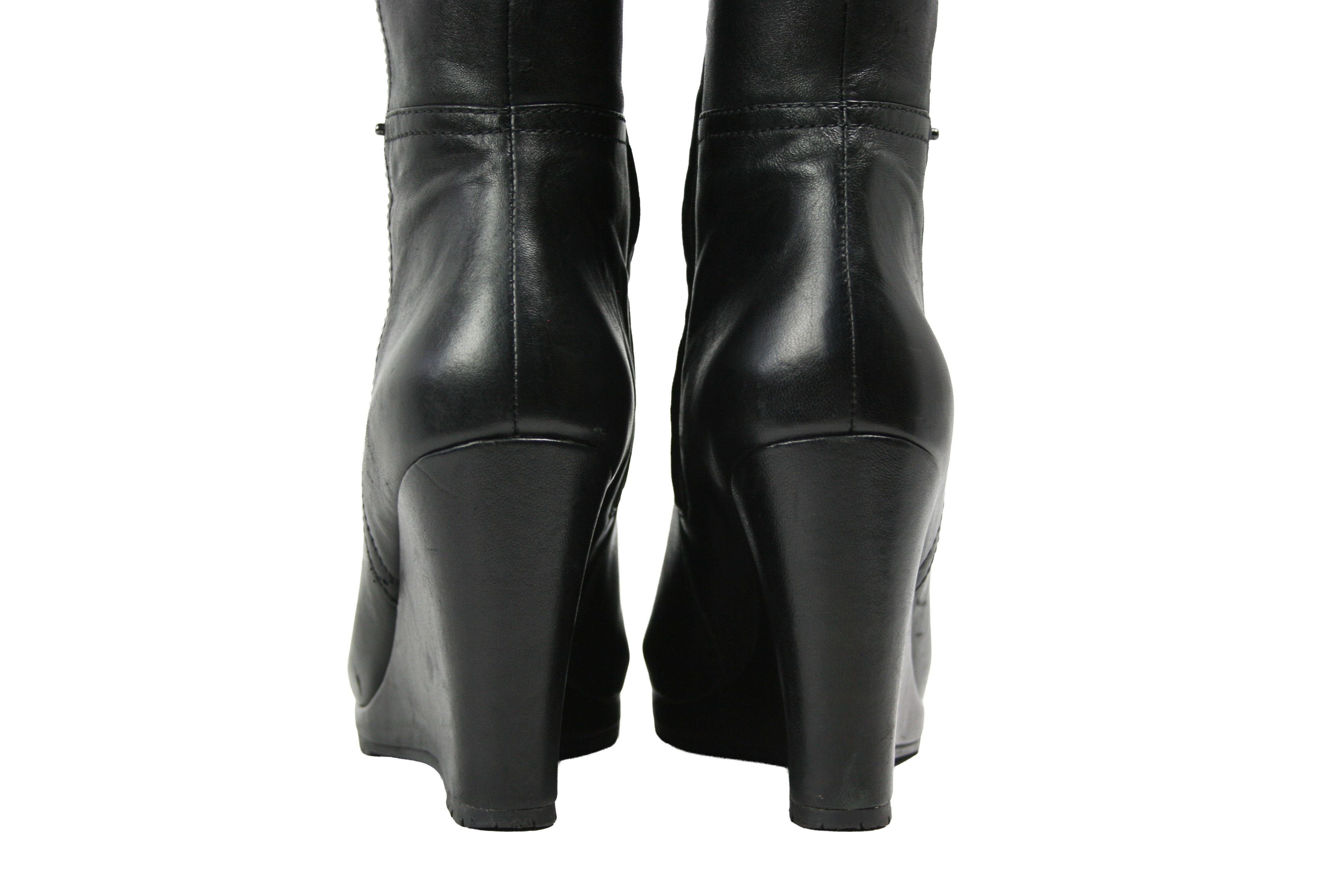 Prada Wedge Y2K Knee Riding Boots Size US 7 / IT 37 - 14 Thumbnail