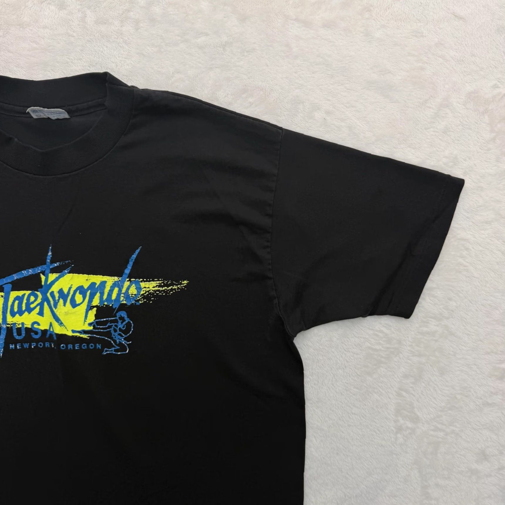 Hanes VINTAGE Hanes Taekwondo USA Shirt Mens Large Black Newport Oregon TKD 80s Size US L / EU 52-54 / 3 - 3 Thumbnail