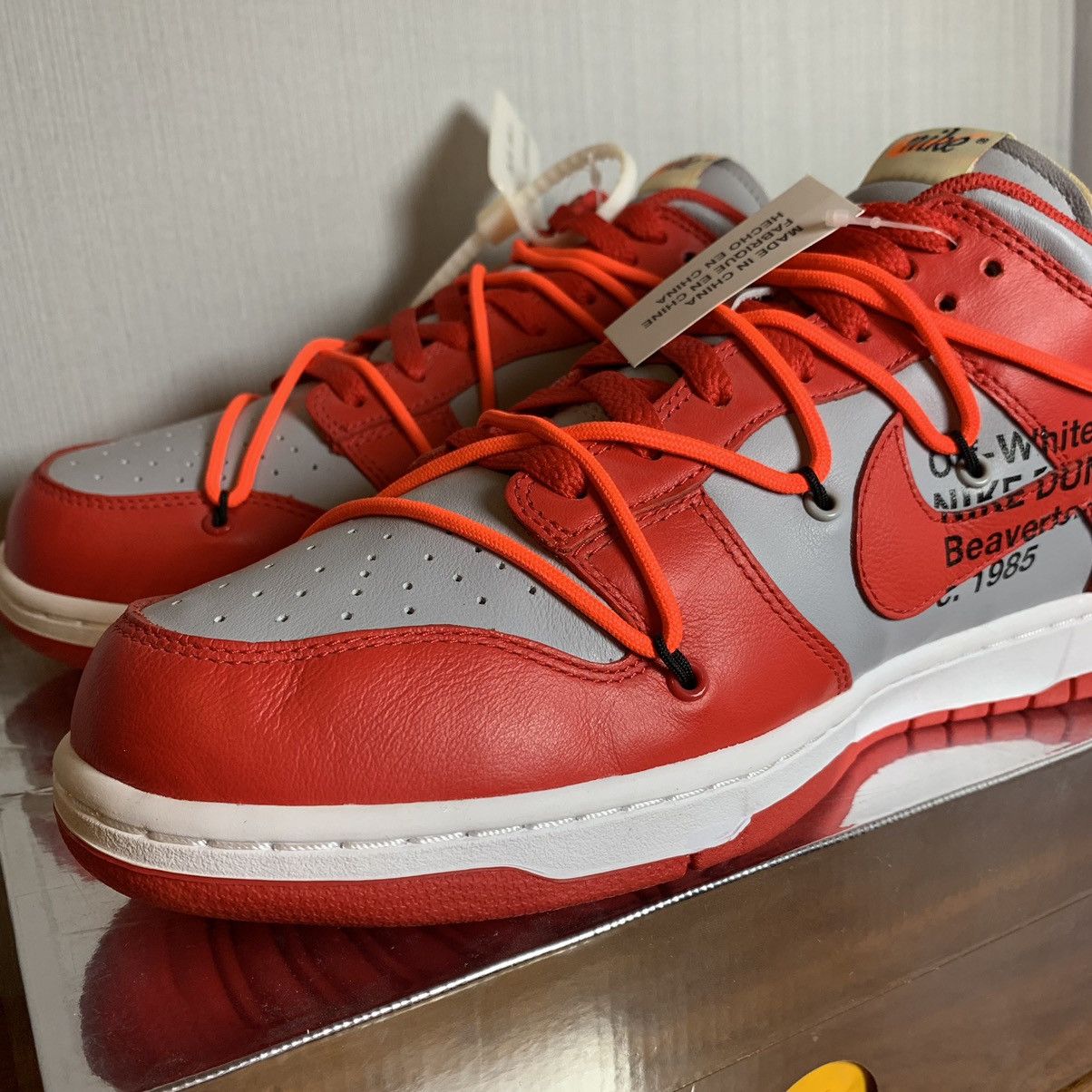 Nike × Off-White × Virgil Abloh Off-White Nike Dunk Low University Red Size US 12 / EU 45 - 11 Thumbnail