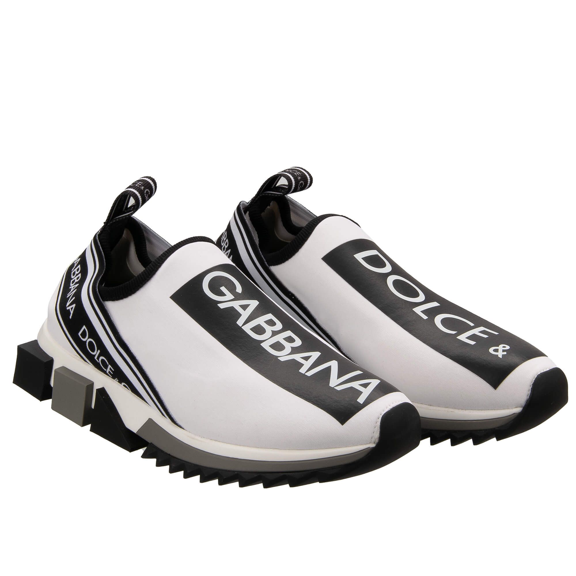 Dolce Gabbana DG Logo Stripes Slip-On Sneaker Shoes SORRENTO White  Black EUR 37,5