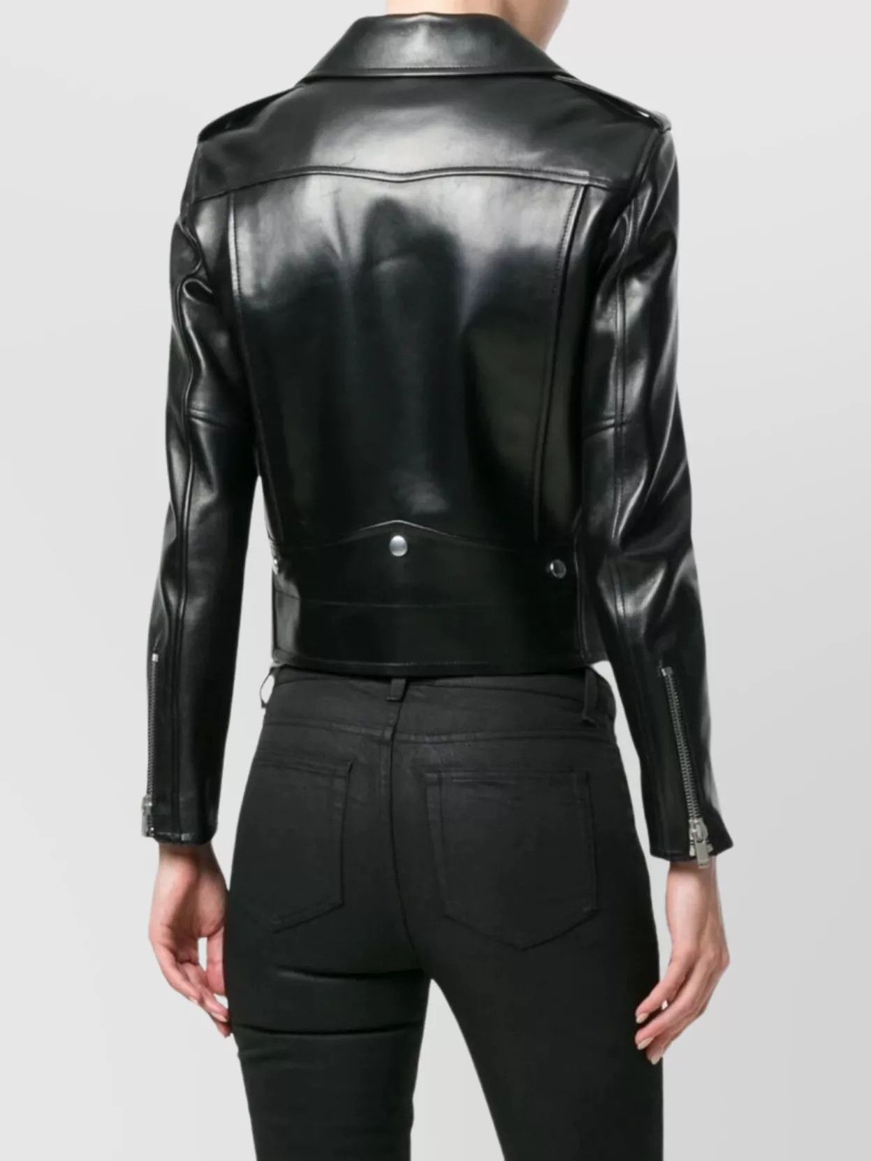 Saint Laurent Paris o1bcso1str1124 Motorcycle Jacket in Black Size XXS / US 00 / IT 34 - 3 Thumbnail