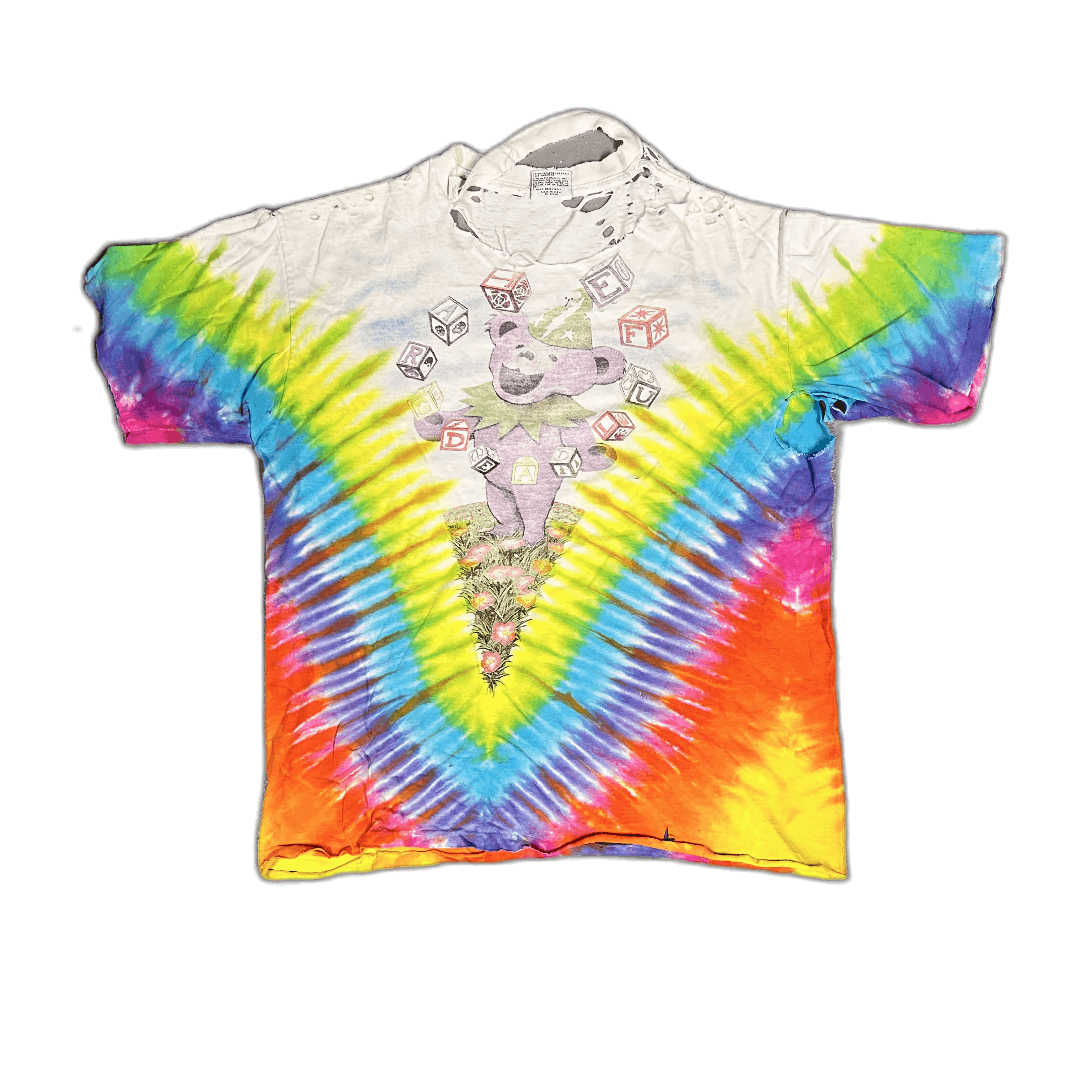 Vintage 1990s Grateful Dead Liquid Blue Tie-Dye Dancing Bears Size US L / EU 52-54 / 3 - 1 Thumbnail