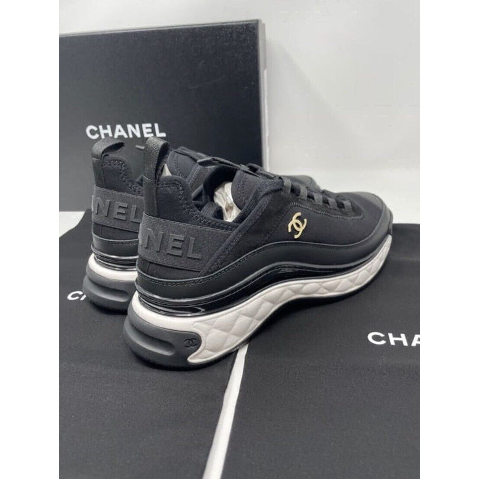 Chanel Chanel Velvet Calfskin & Mixed Fibers Sneaker Black 39.5 NIB Size US 8.5 / IT 38.5 - 4 Thumbnail
