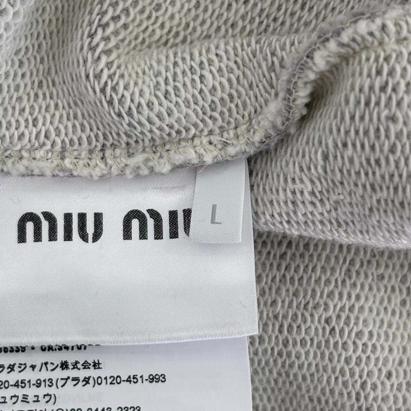 Miu Miu MIU MIU Embroidered Logo Patch Hoodie Gray L NWT Size L / US 10 / IT 46 - 6 Thumbnail