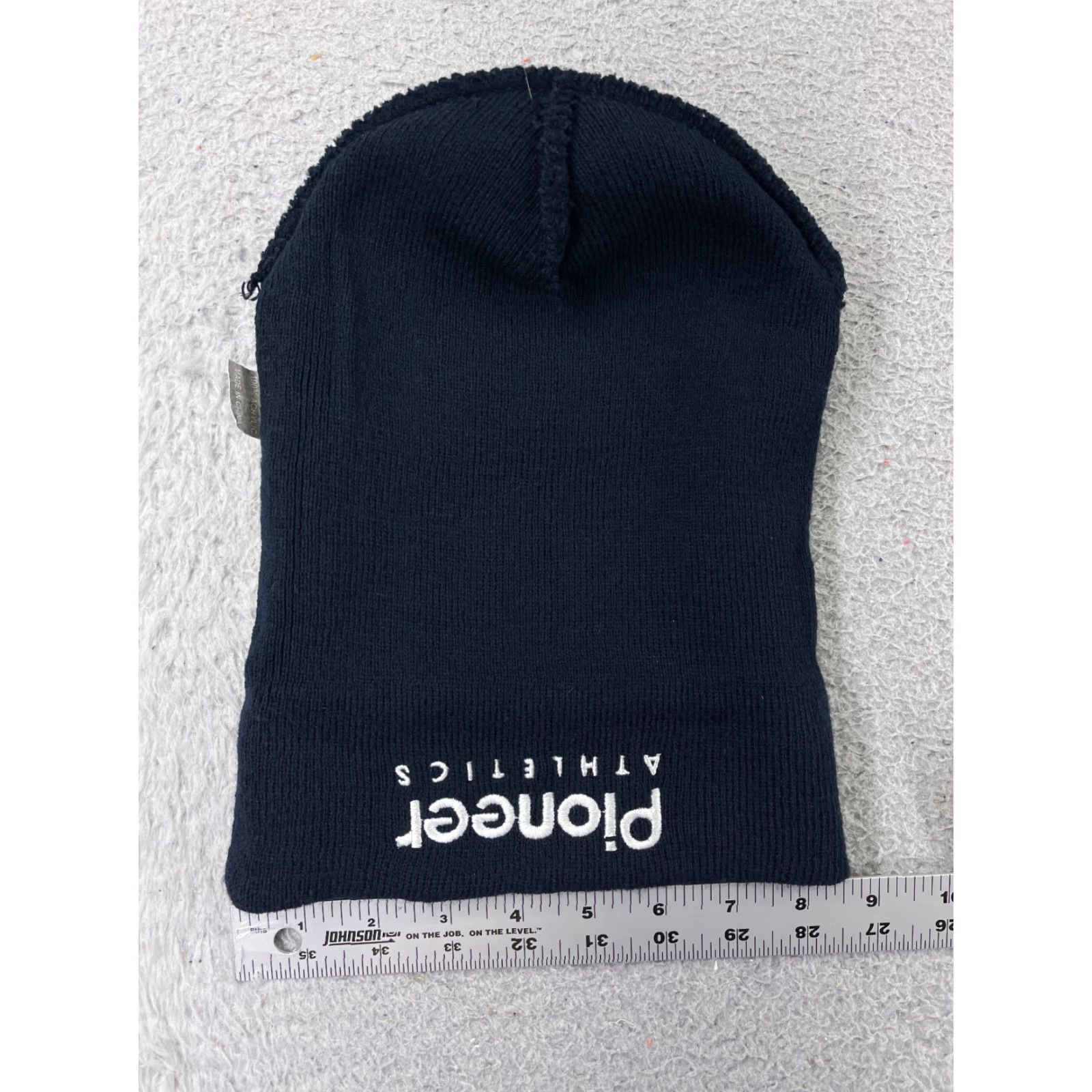 Vintage Pioneer Athletics Beanie Toque Adults One Size Blue Knit Embroidered 100% Acrylic Hat Mens Winter Fall Spring Summer Knit Beanie Logo Size ONE SIZE - 4 Thumbnail