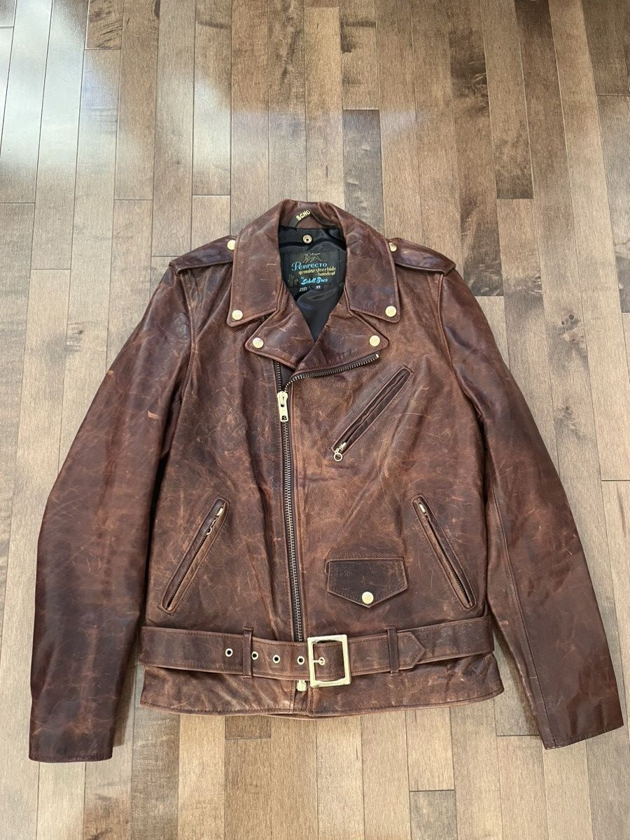 image of Schott Nyc Perfecto Jacket in Brown, Men's (Size XS)