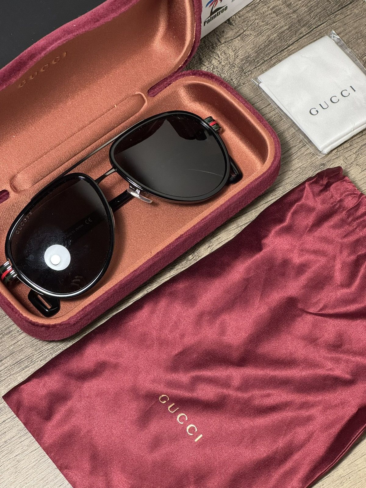 Gucci Gucci Black Acetate Square Sunglasses w Signature Web Detail Size ONE SIZE - 1 Thumbnail