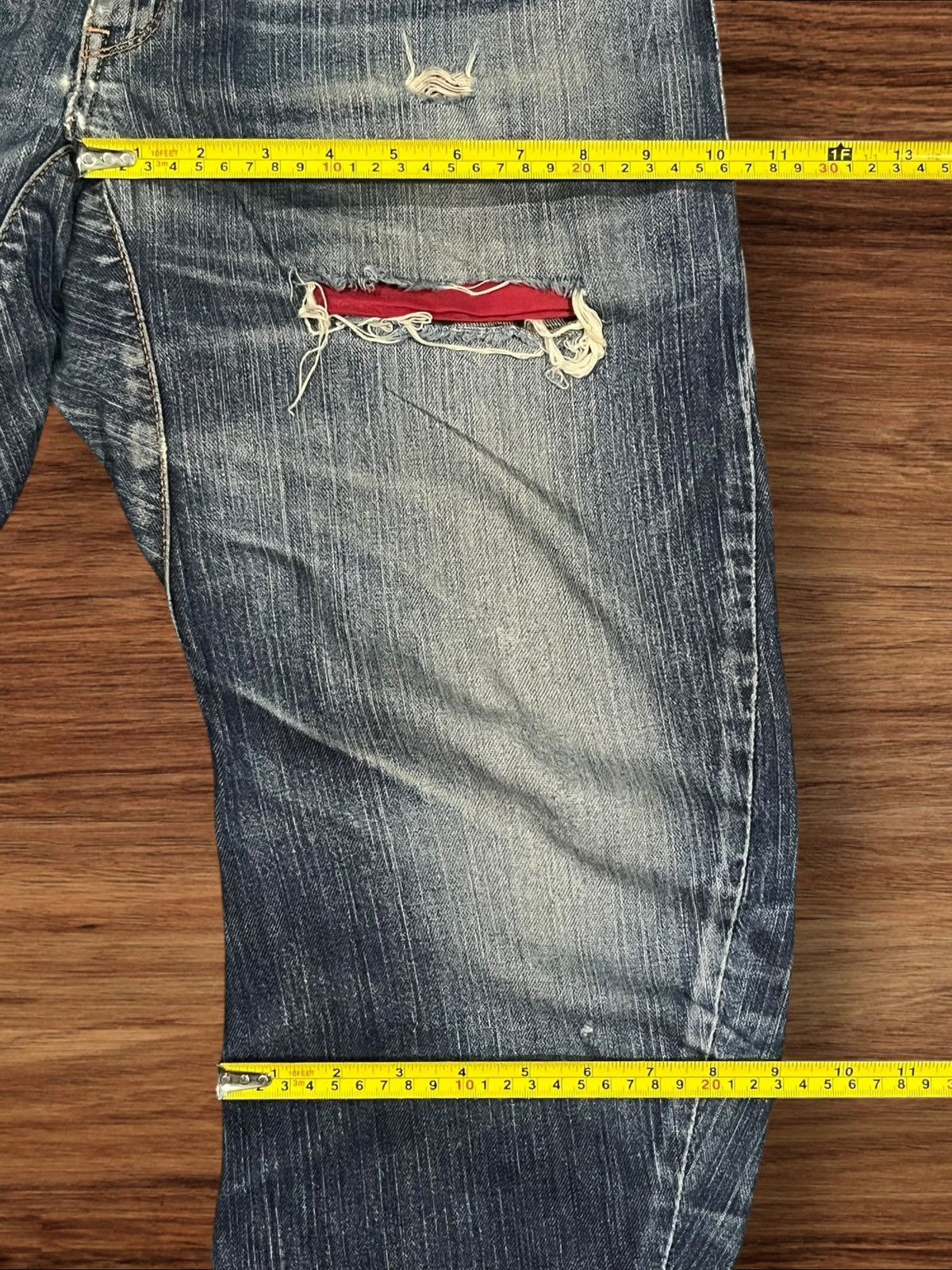 Edwin Japanese Brand Edwin Blue Trip Distressed Curve Faded Jeans Size US 32 / EU 48 - 16 Thumbnail