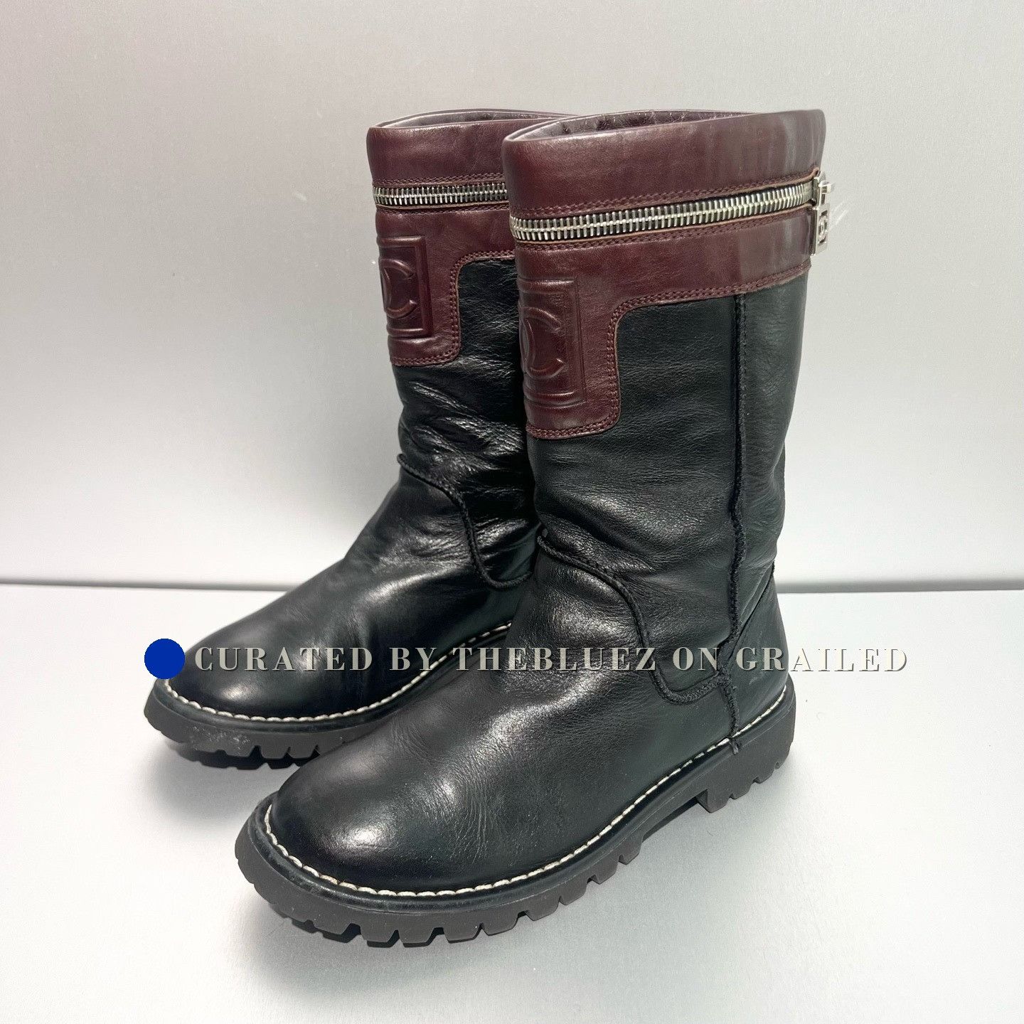Chanel Vintage Chanel 2002 Quilted Mid Calf Moto Boots 8 8.5 | Grailed