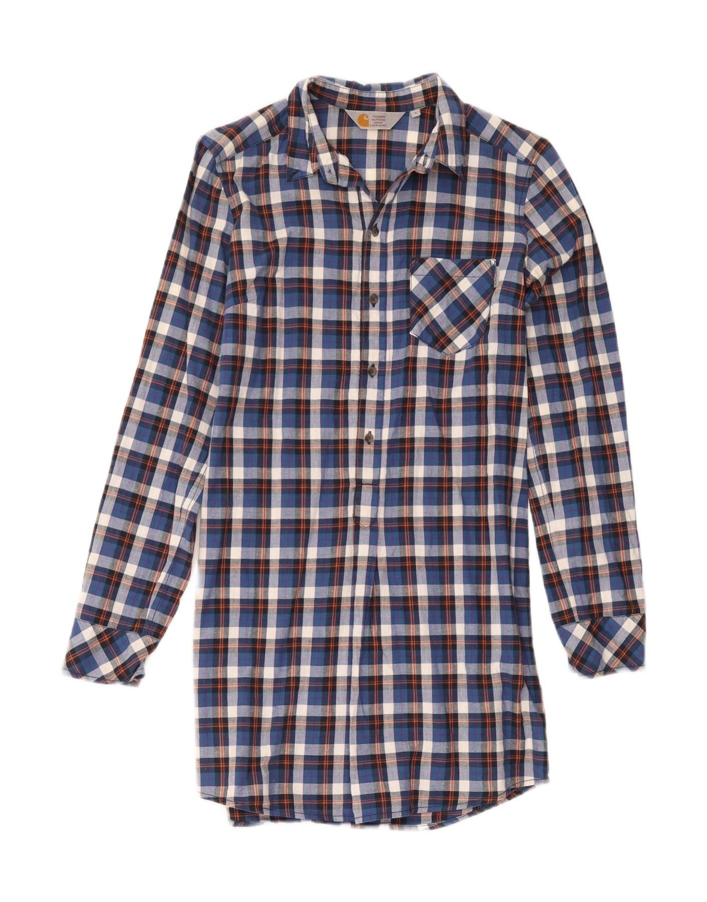 Carhartt Womens Long Sleeve Shirt Dress UK 10 Small Blue Check Cotton Size XS / US 0-2 / IT 36-38 - 1 Thumbnail
