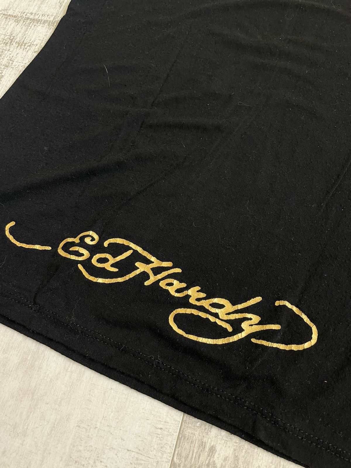 Ed Hardy Y2K Vintage Ed Hardy 00’s Pistol Rose T-Shirt Black RARE Size M / US 6-8 / IT 42-44 - 4 Thumbnail
