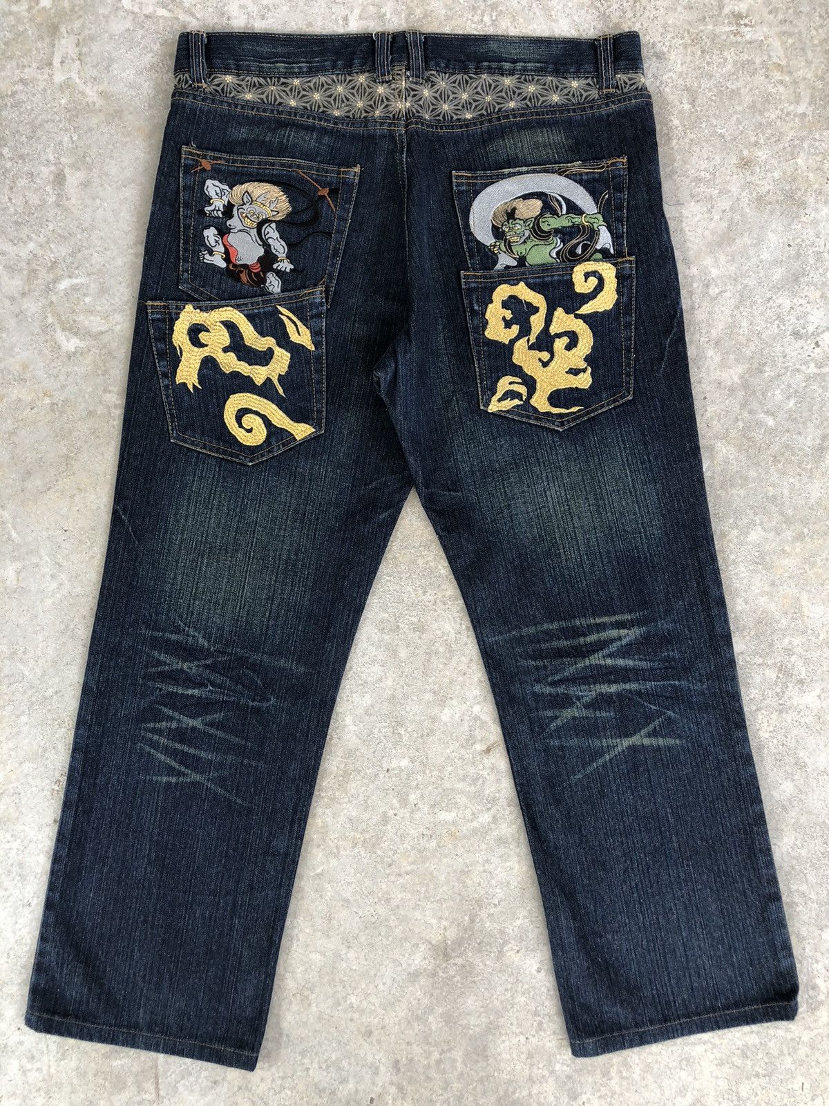 Japanese Brand Japanese Fujin & Raijin Embroidered Jeans Distressed Jeans Size US 36 / EU 52 - 1 Thumbnail