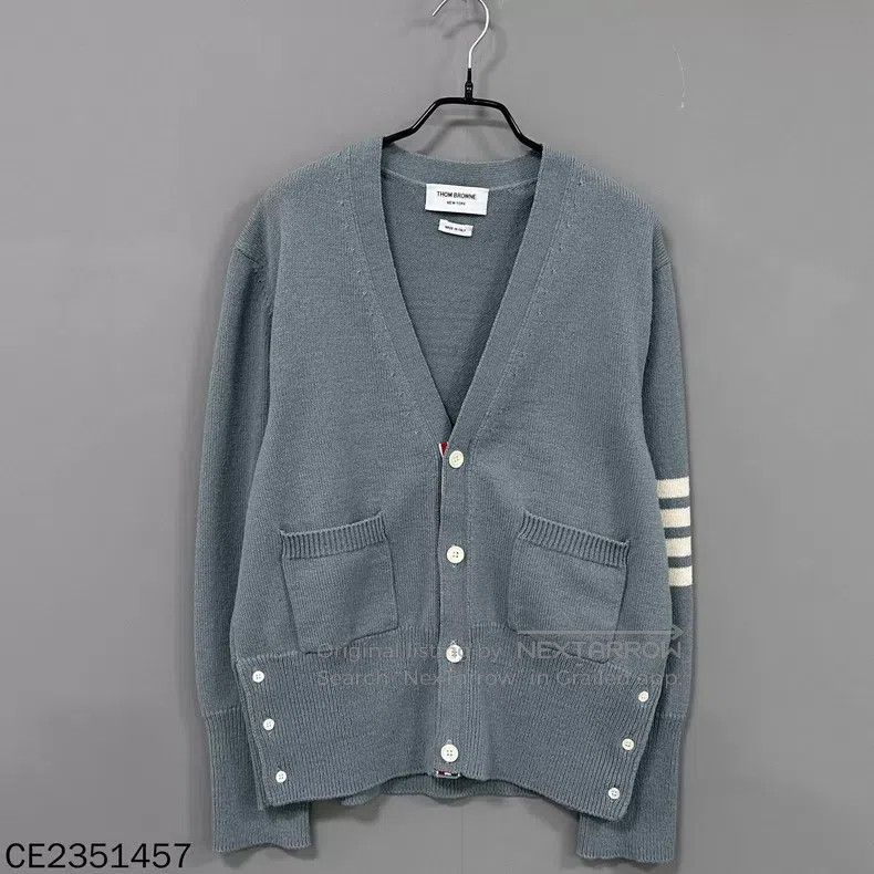 Thom Browne Thom Browne Classic Three Stripe Wool Cardigan Size US XL / EU 56 / 4 - 1 Thumbnail