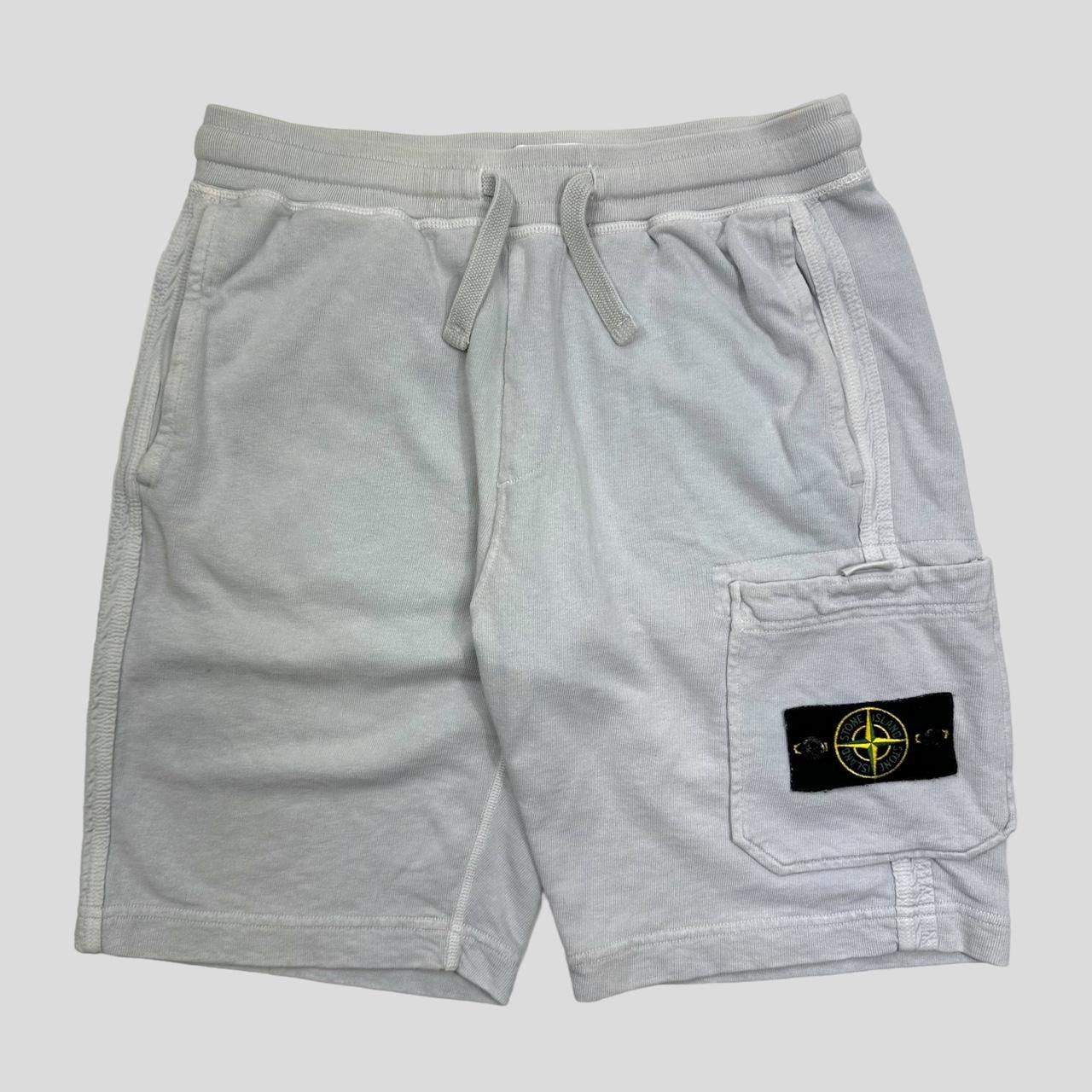 image of Stone Island Light Grey Cotton Jogger Shorts - 28-33 in White, Men's (Size 31)