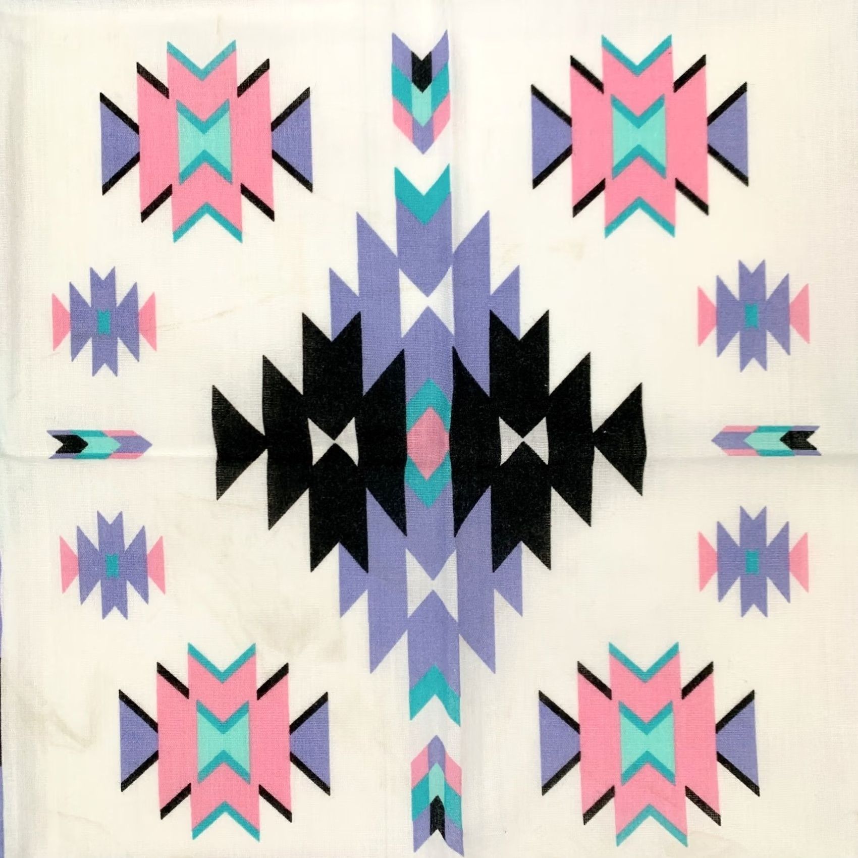 Vintage VINTAGE Springs Bandana Unisex 21.5" x 21.5" Blue Southwestern USA 50% Polyester 50% Cotton Size ONE SIZE - 4 Thumbnail