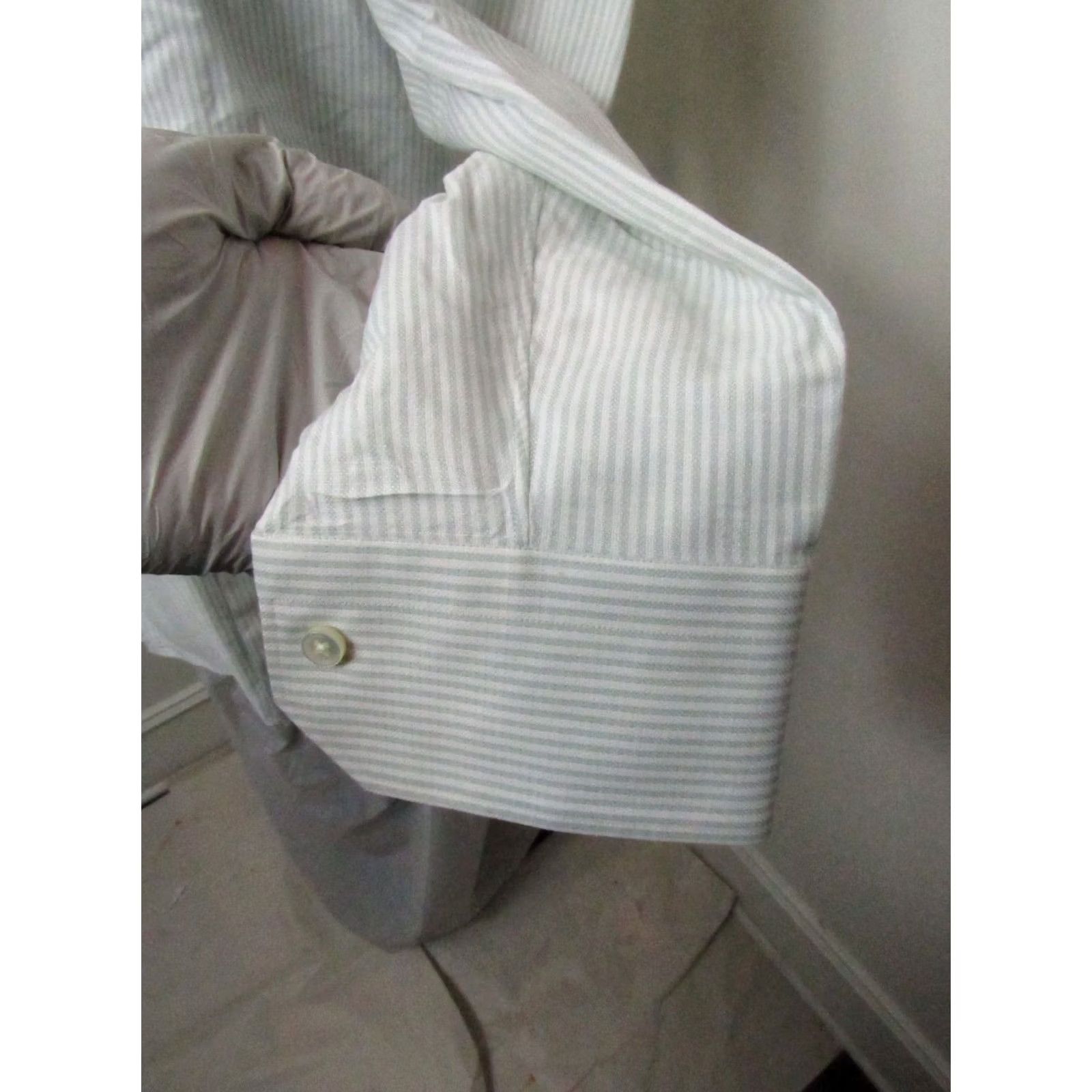 Ermenegildo Zegna ZEGNA Dress Shirt Mens Long Sleeve Button Up Size 44 / 17 Brown White Striped Classic Size 44R - 7 Thumbnail