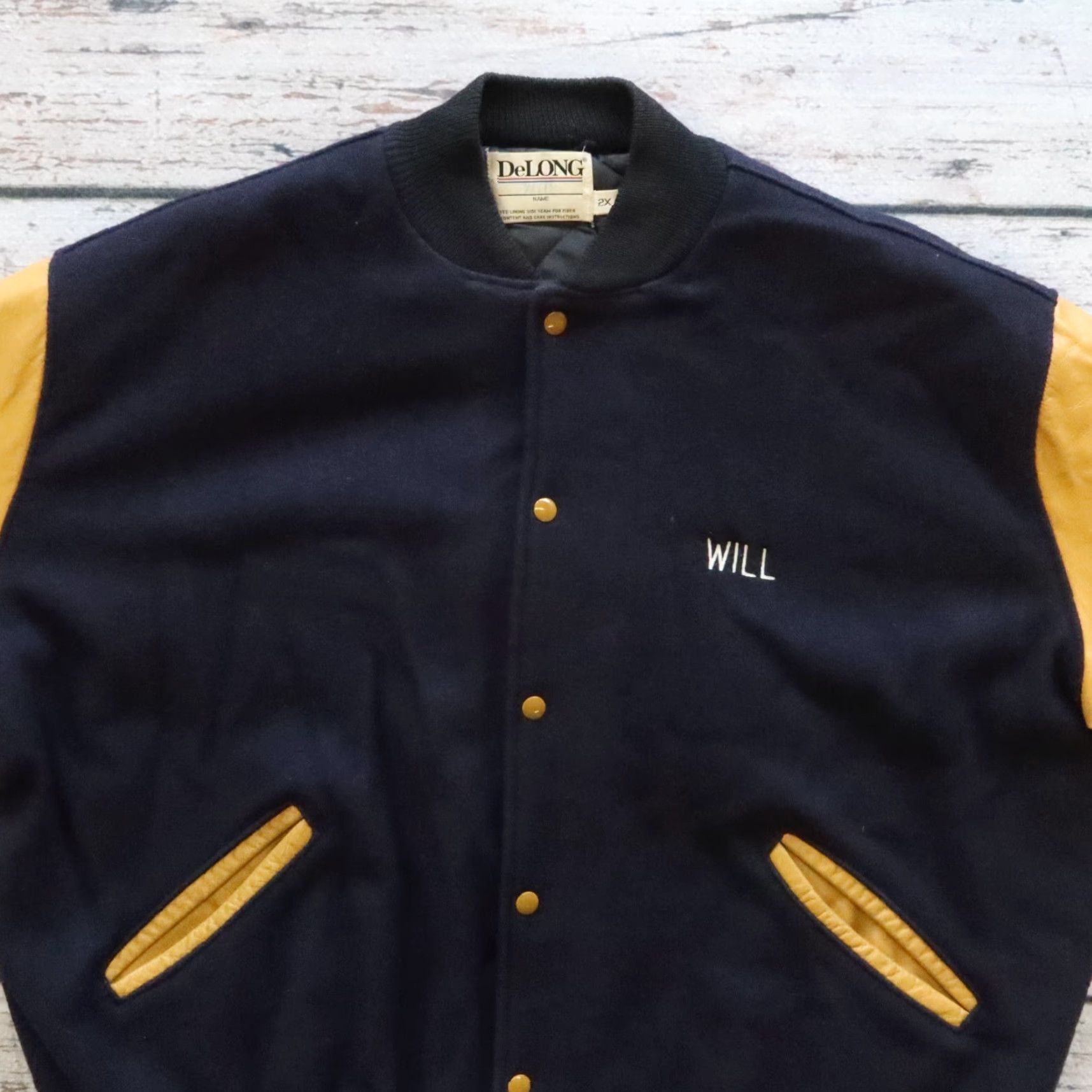 Vintage VINTAGE DeLong Varsity Jacket Mens 2XL Blue Wool Serious Sound Records Size US XXL / EU 58 / 5 - 4 Thumbnail