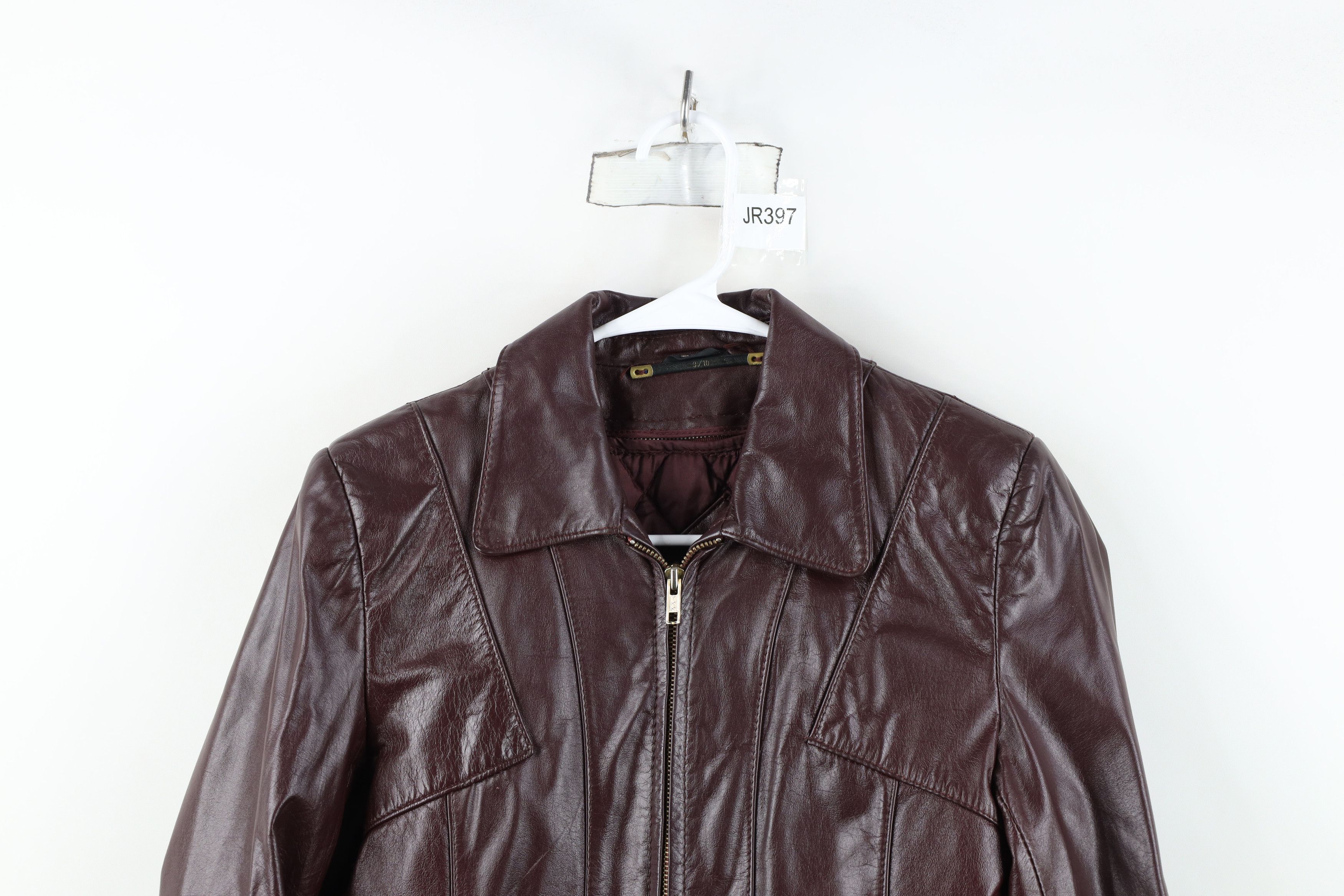 Vintage Vintage 70s Streetwear Buckle Back Leather Jacket Oxblood Size L / US 10 / IT 46 - 2 Thumbnail